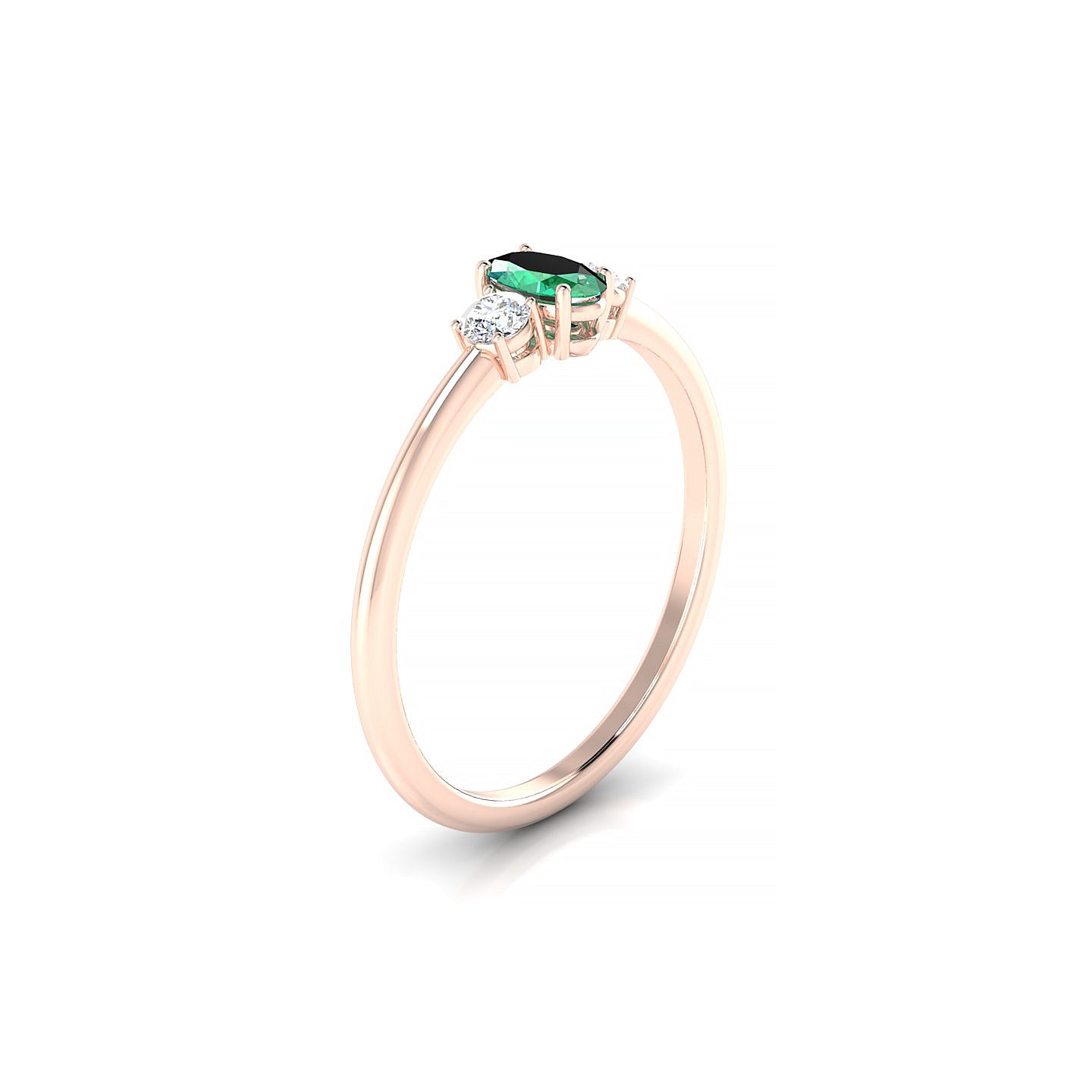 Trio | 18k Rose Gold 5 x 3 mm Oval Emerald Ring