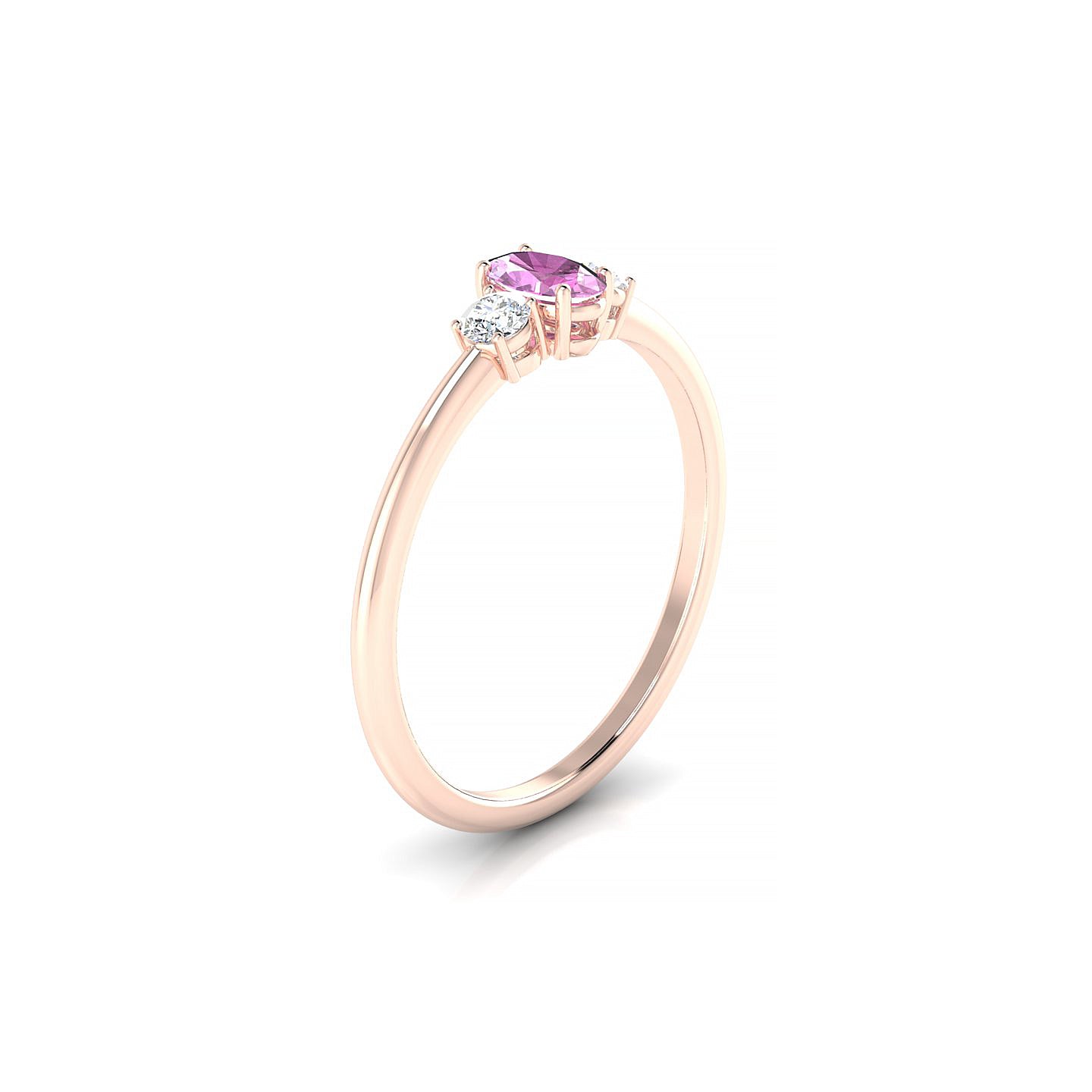 Trio | 18k Rose Gold 5 x 3 mm Oval Pink Sapphire Ring