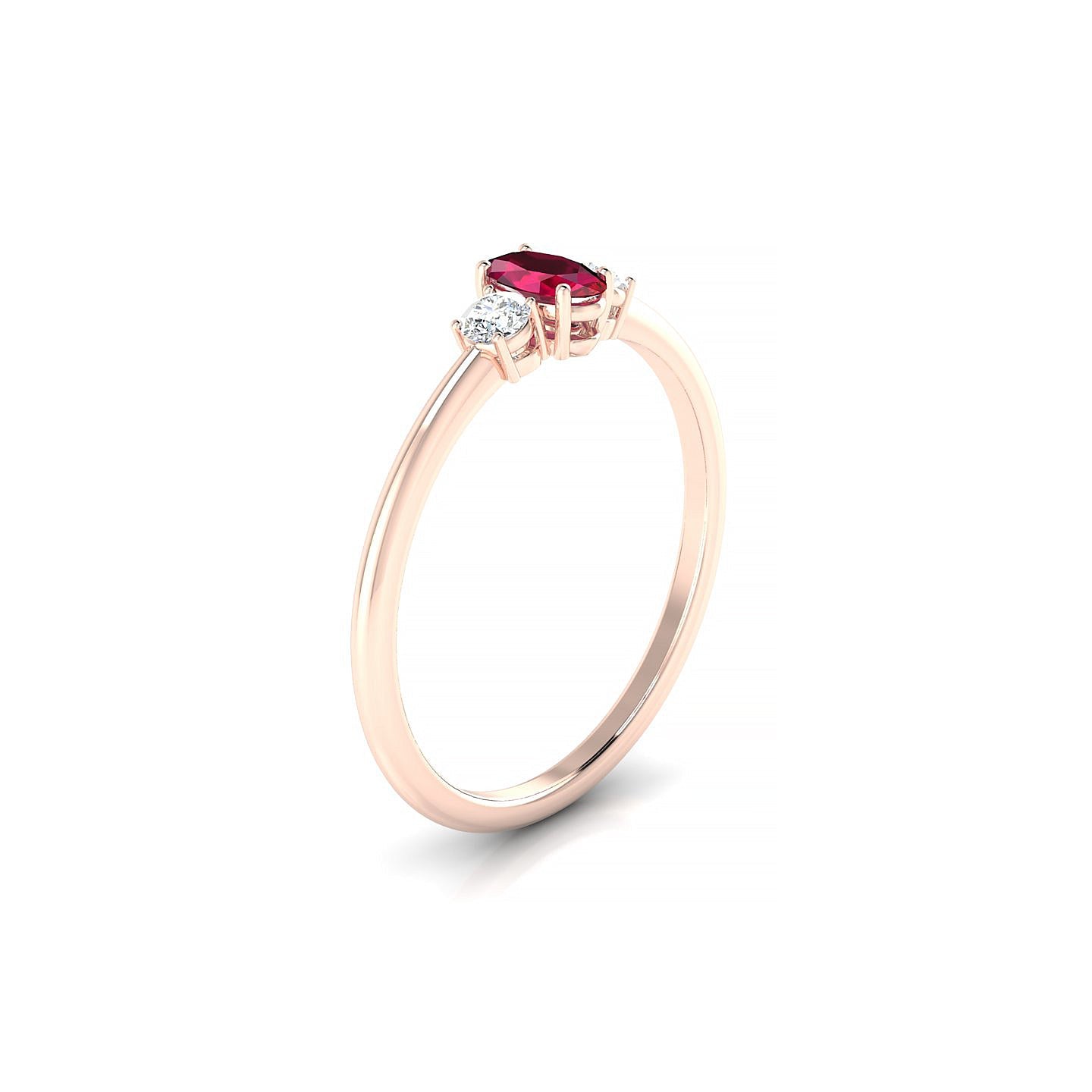 Trio | 18k Rose Gold 5 x 3 mm Oval Ruby Ring