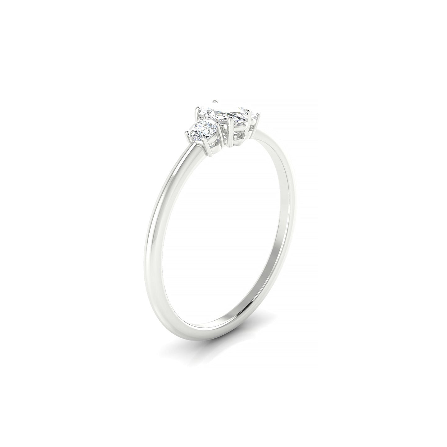 Trio | 18k White Gold 5 x 3 mm Oval Diamond Ring