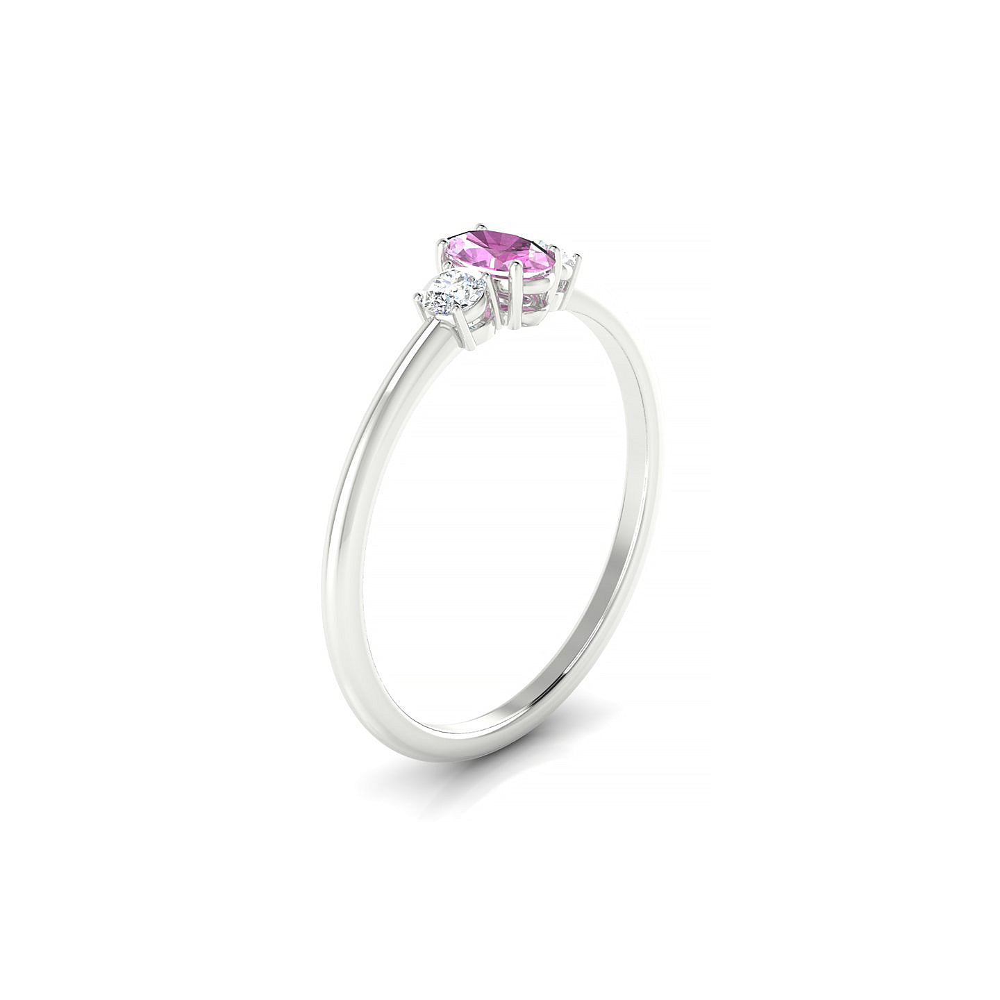 Trio | 18k White Gold 5 x 3 mm Oval Pink Sapphire Ring