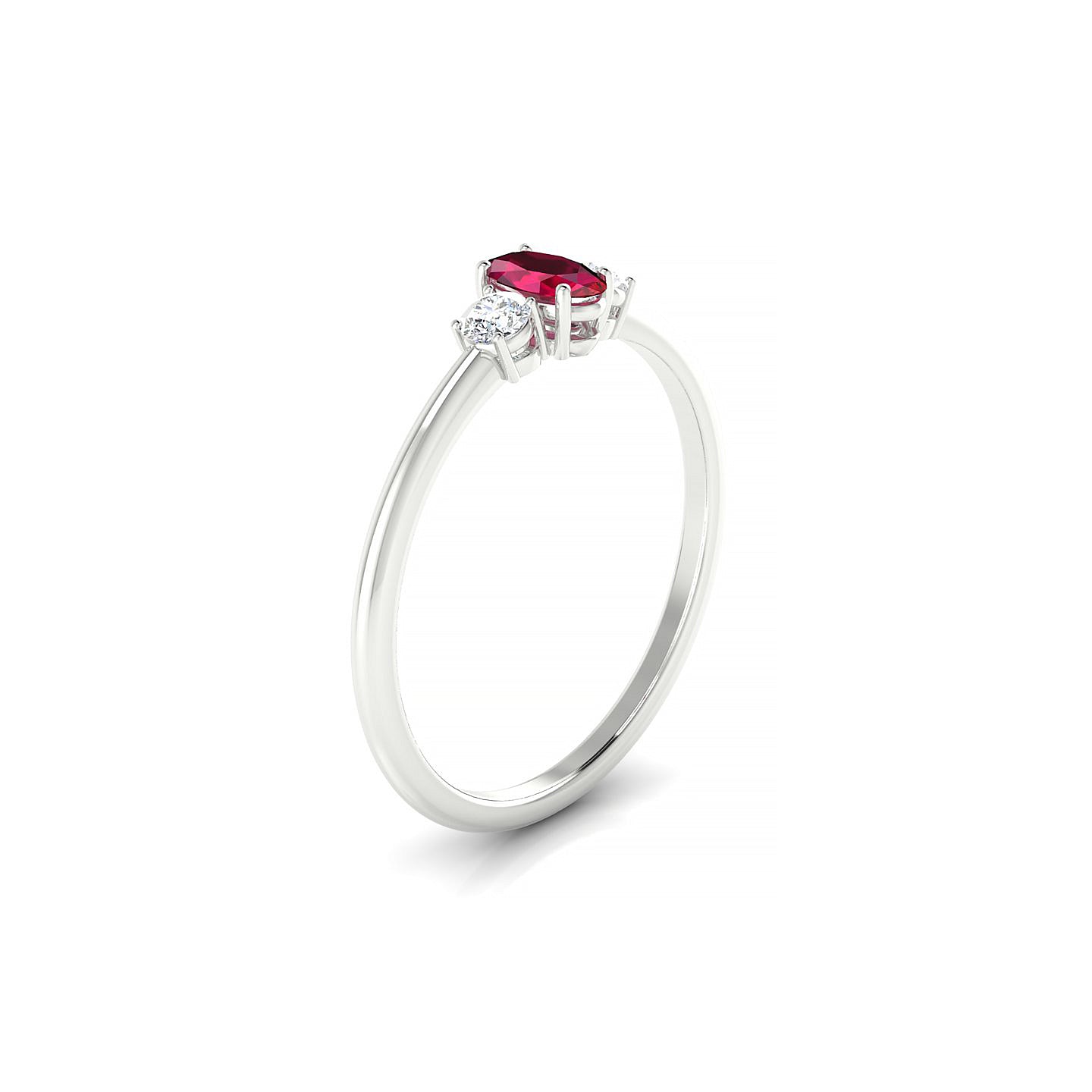 Trio | 18k White Gold 5 x 3 mm Oval Ruby Ring