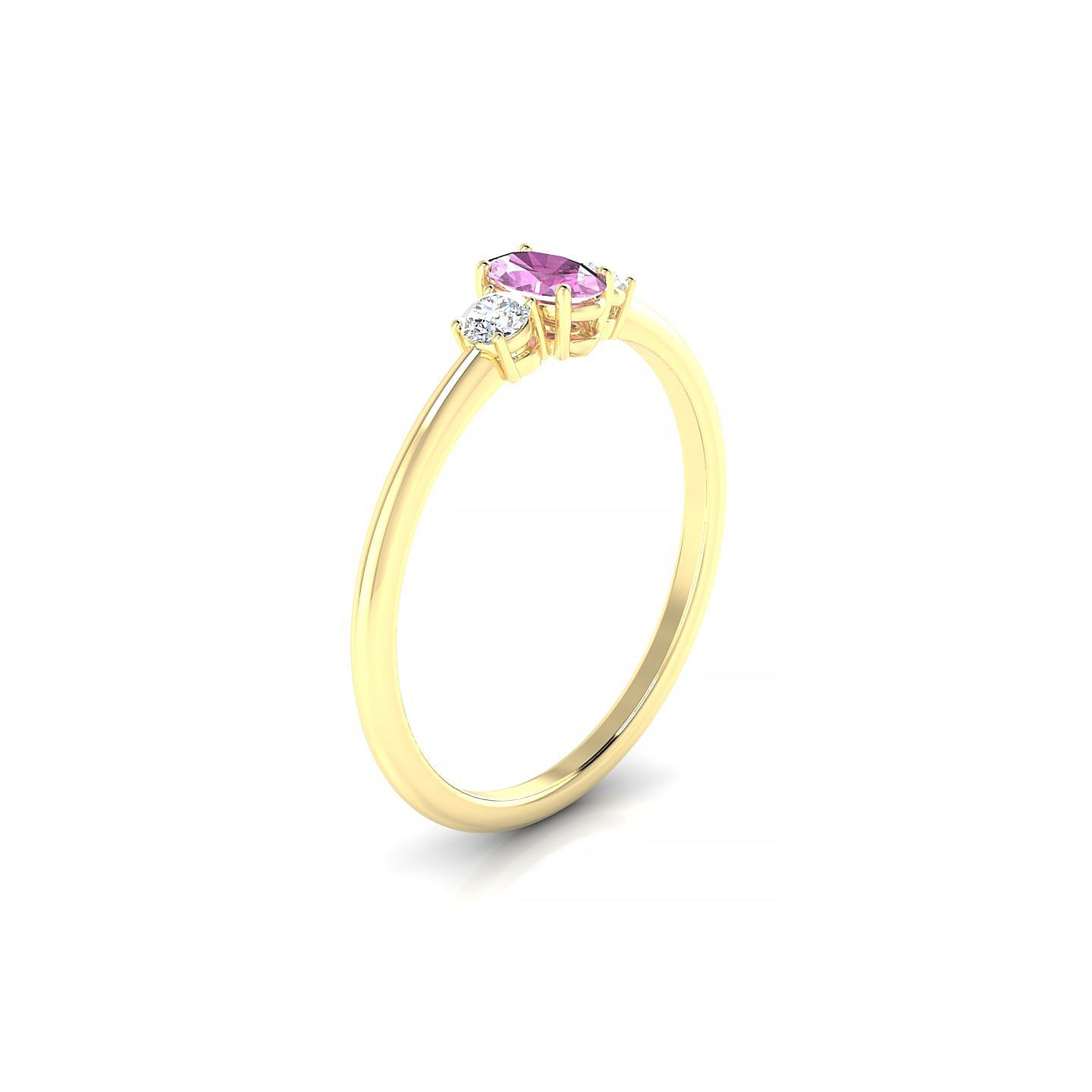 Trio | 18k Yellow Gold 5 x 3 mm Oval Pink Sapphire Ring