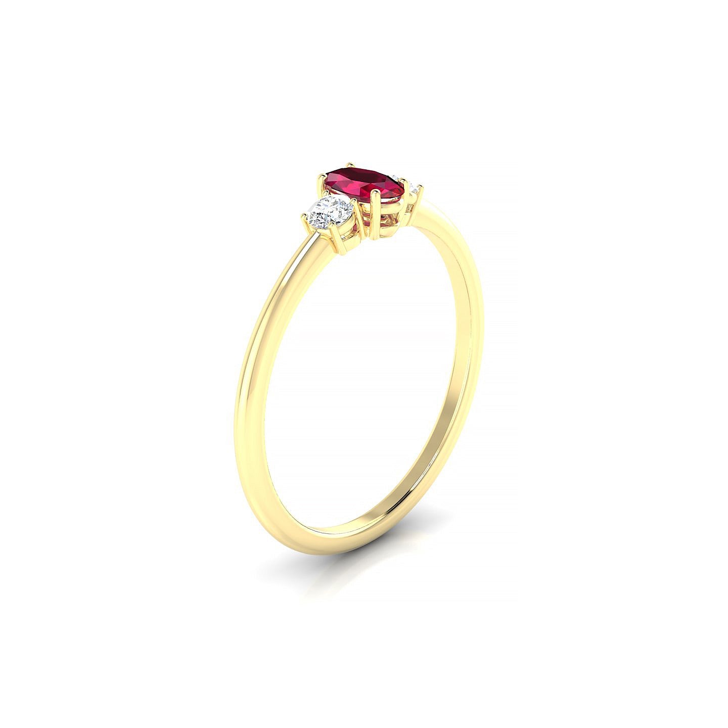 Trio | 18k Yellow Gold 5 x 3 mm Oval Ruby Ring