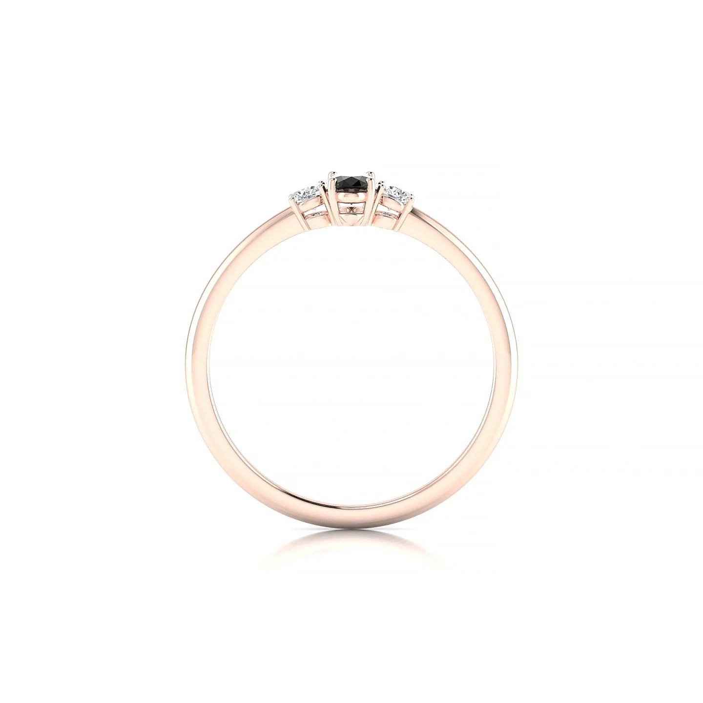 Trio | 18k Rose Gold 5 x 3 mm Oval Black Diamond Ring