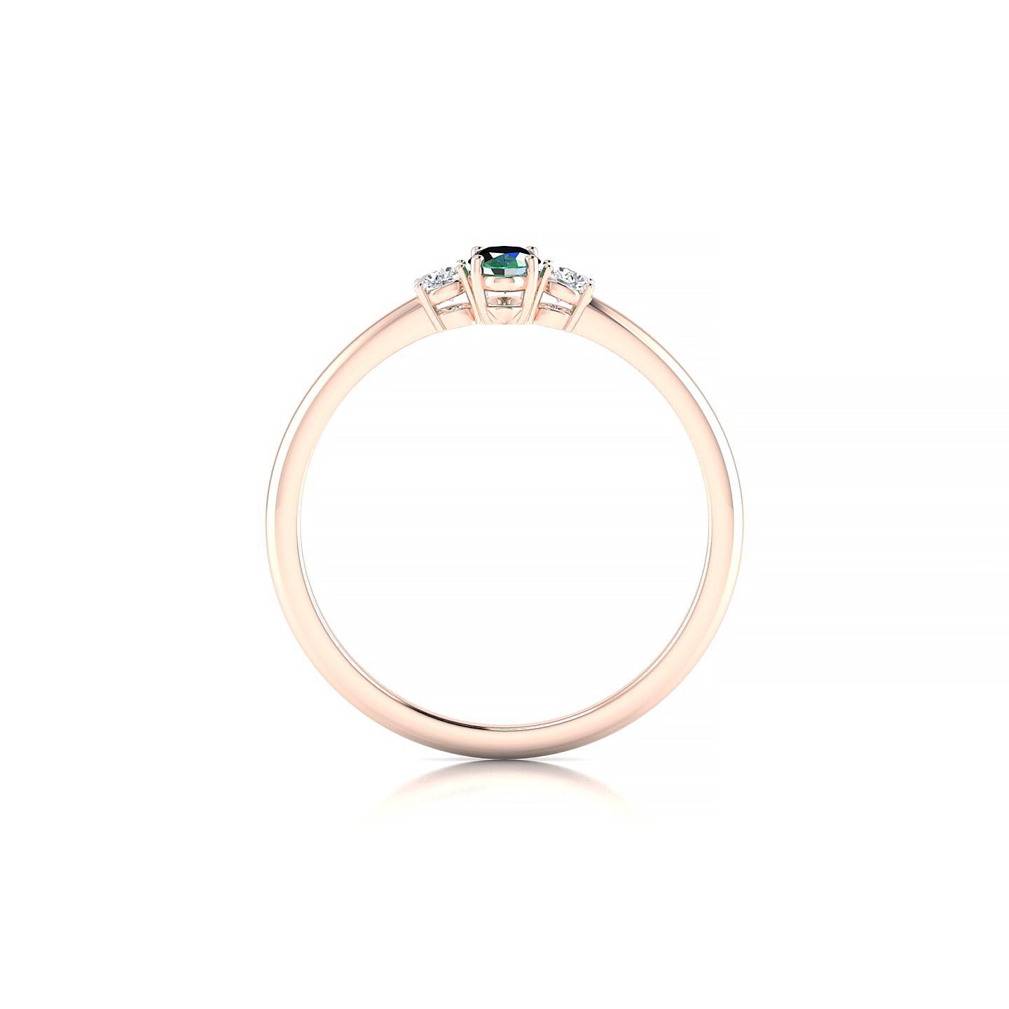 Trio | 18k Rose Gold 5 x 3 mm Oval Emerald Ring