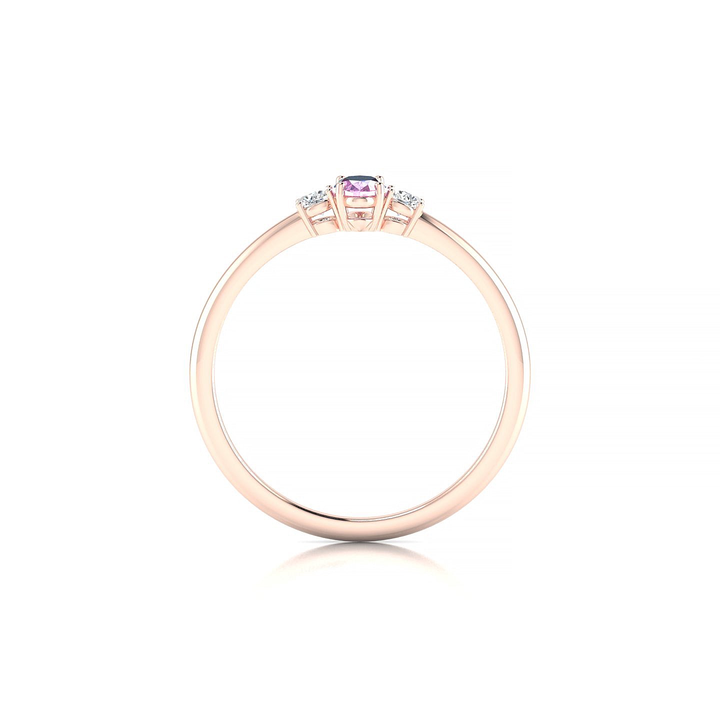 Trio | 18k Rose Gold 5 x 3 mm Oval Pink Sapphire Ring