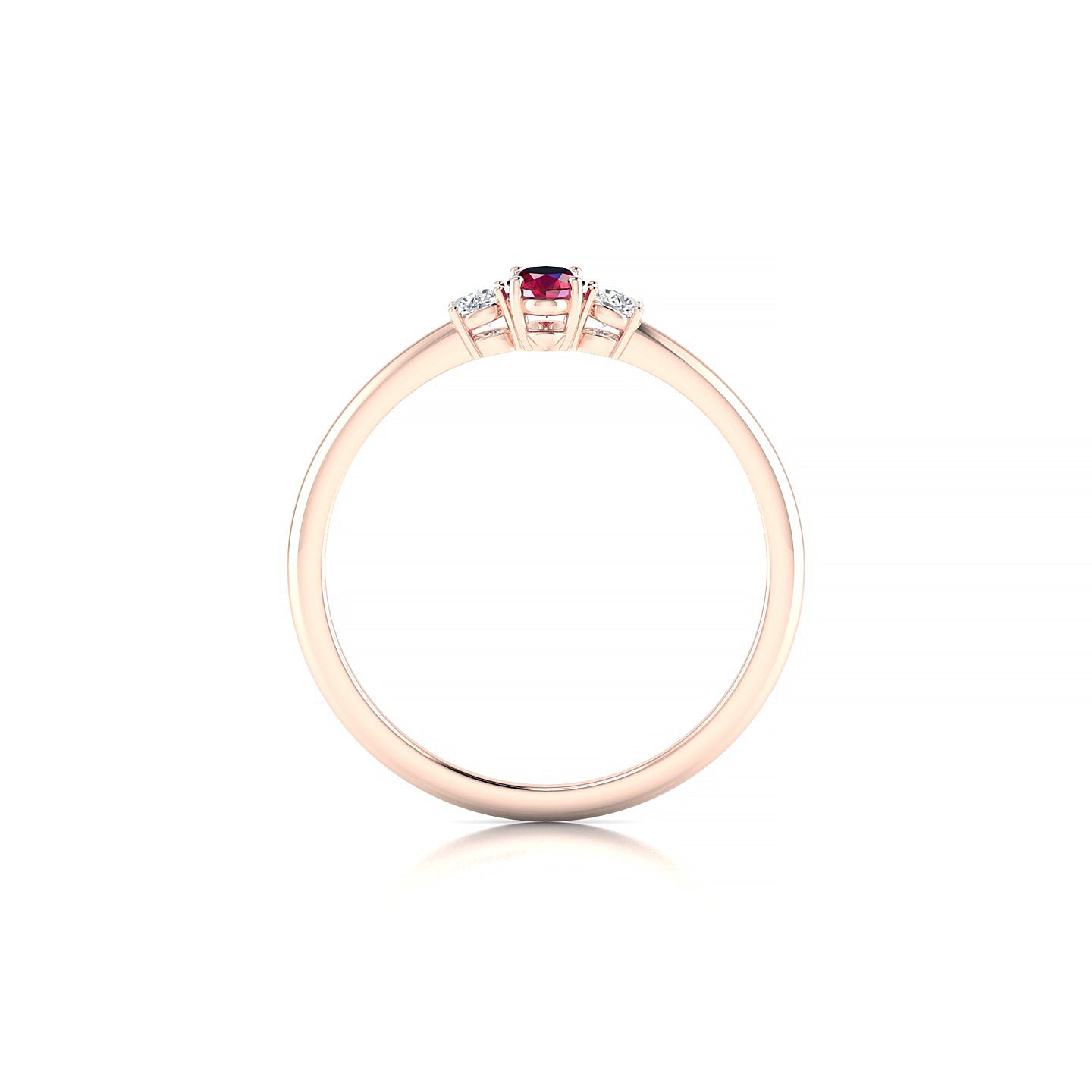 Trio | 18k Rose Gold 5 x 3 mm Oval Ruby Ring