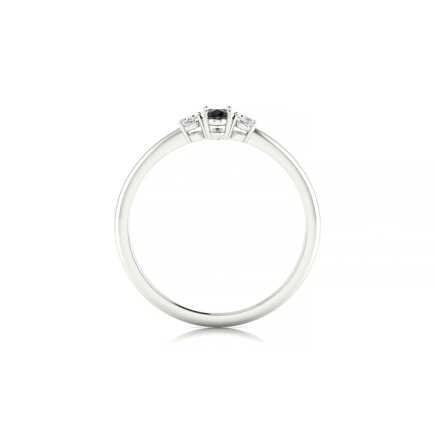 Trio | 18k White Gold 5 x 3 mm Oval Black Diamond Ring