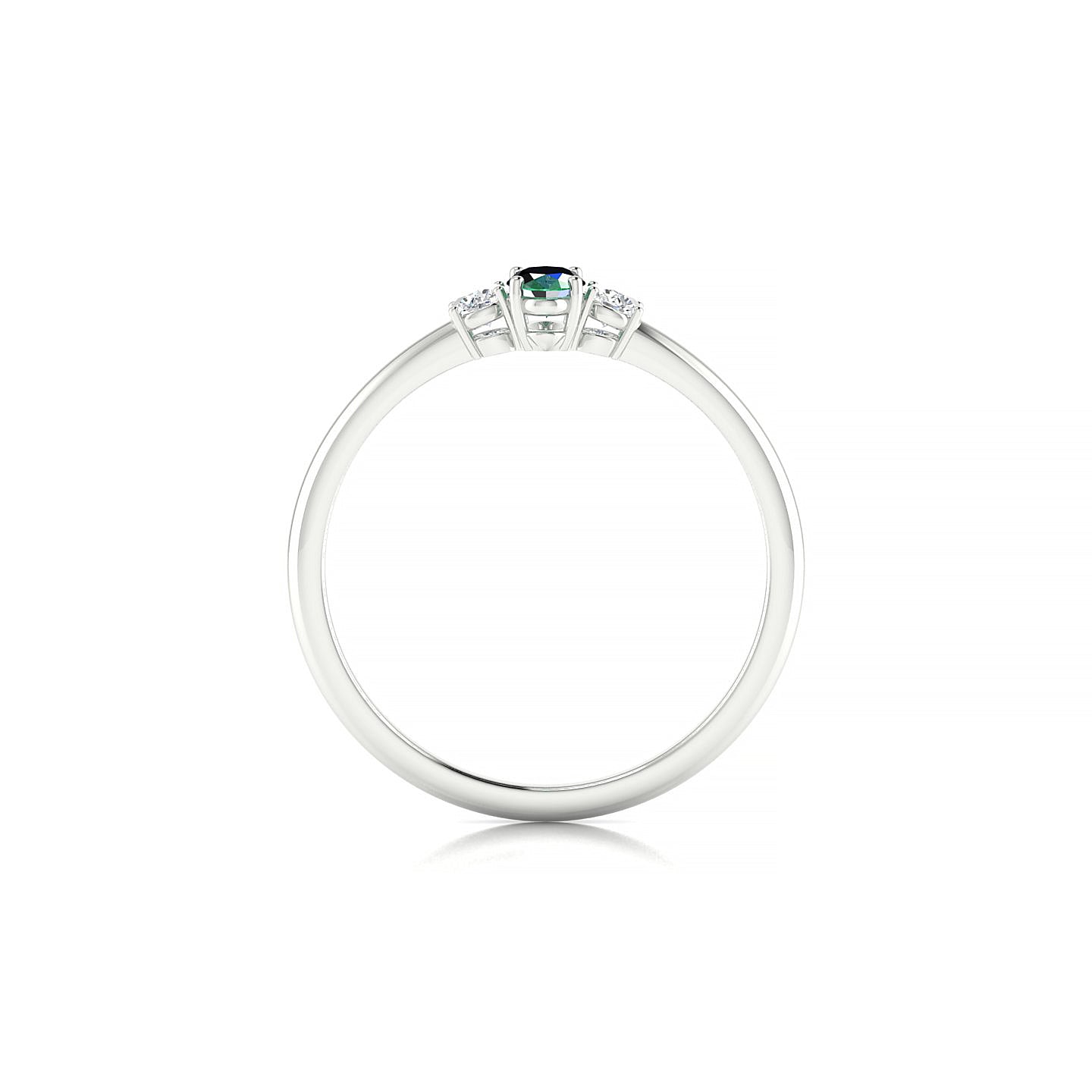 Trio | 18k White Gold 5 x 3 mm Oval Emerald Ring