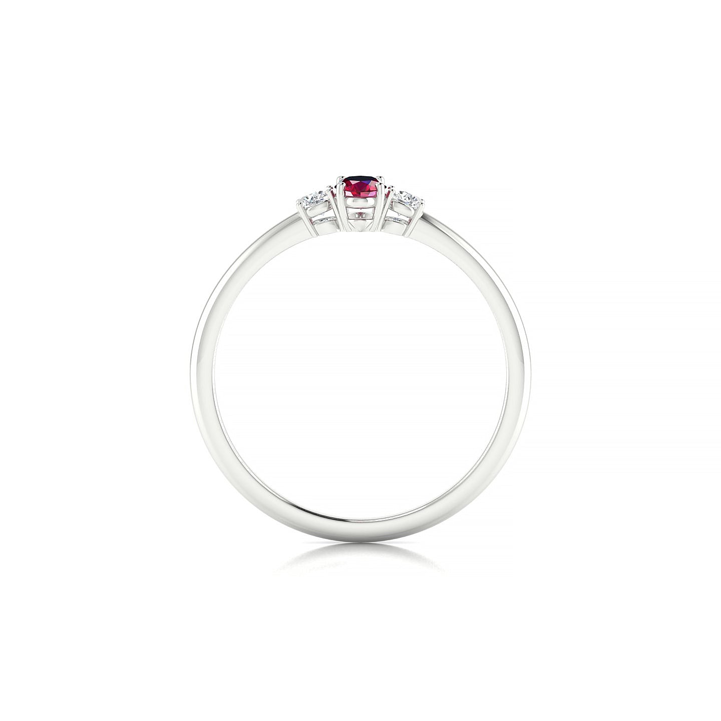 Trio | 18k White Gold 5 x 3 mm Oval Ruby Ring
