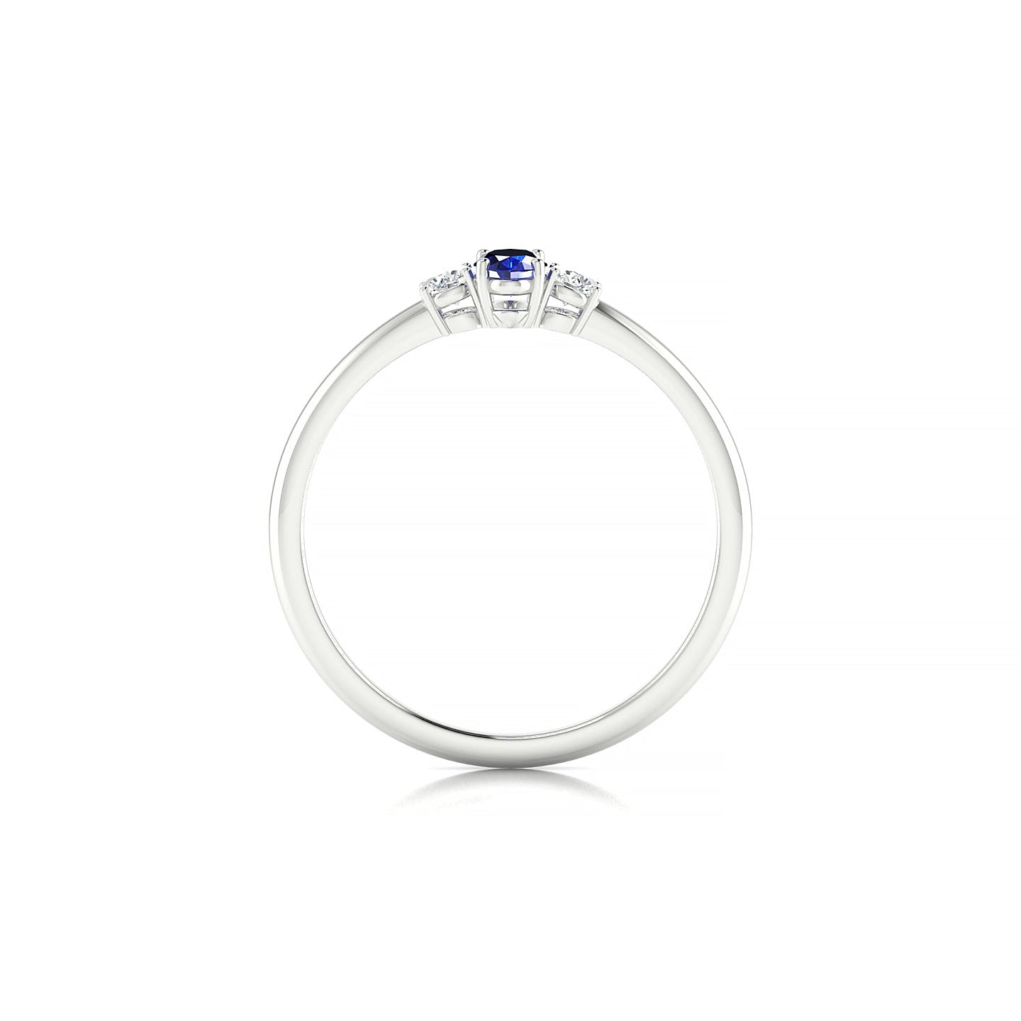 Trio | 18k White Gold 5 x 3 mm Oval Sapphire Ring