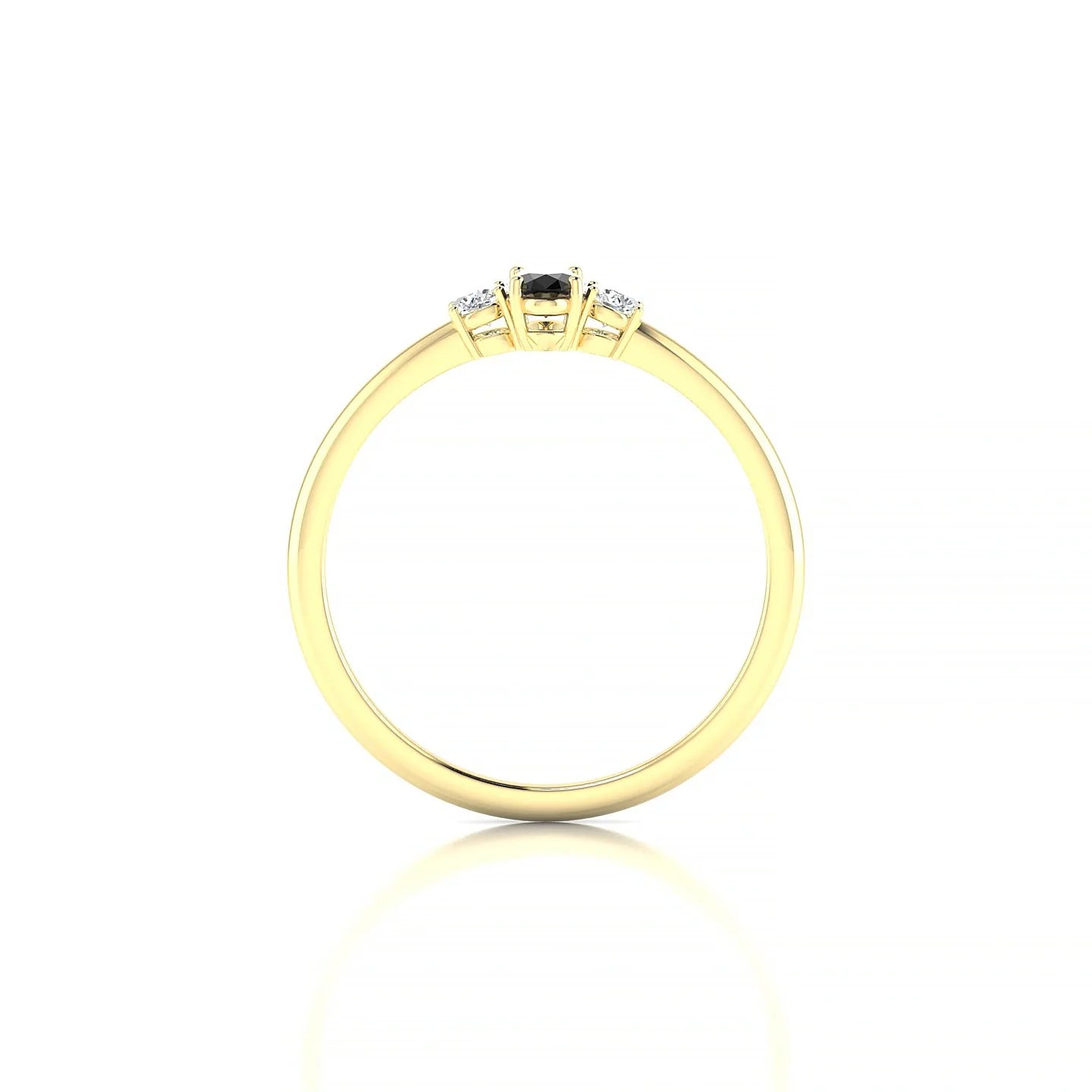 Trio | 18k Yellow Gold 5 x 3 mm Oval Black Diamond Ring