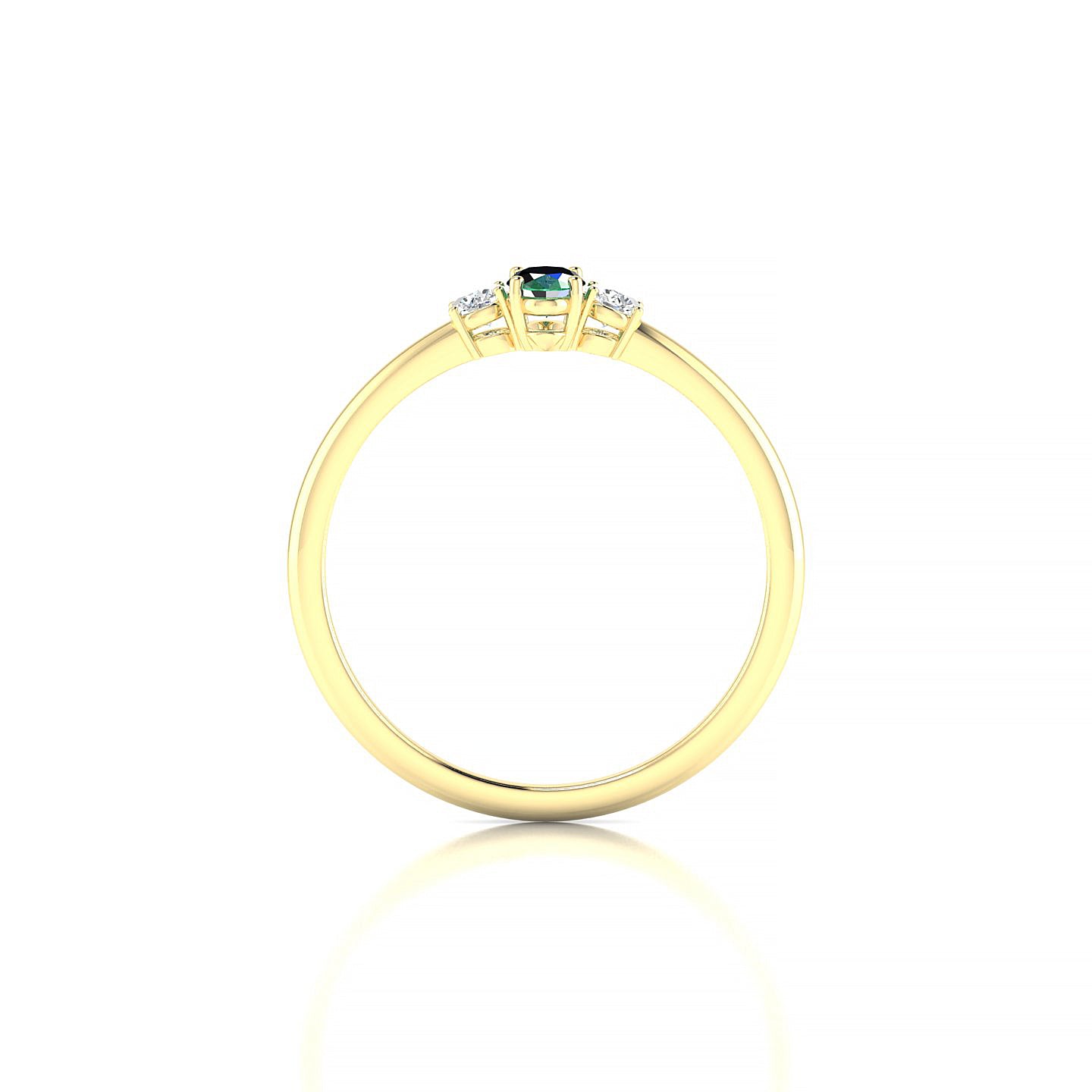 Trio | 18k Yellow Gold 5 x 3 mm Oval Emerald Ring