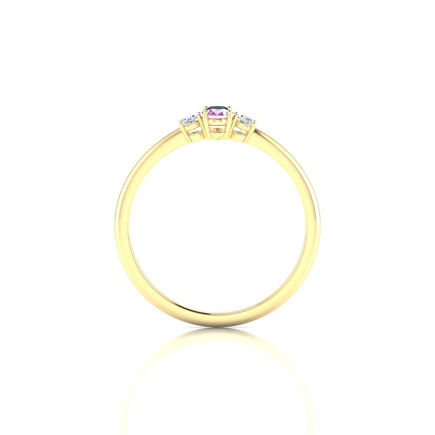 Trio | 18k Yellow Gold 5 x 3 mm Oval Pink Sapphire Ring