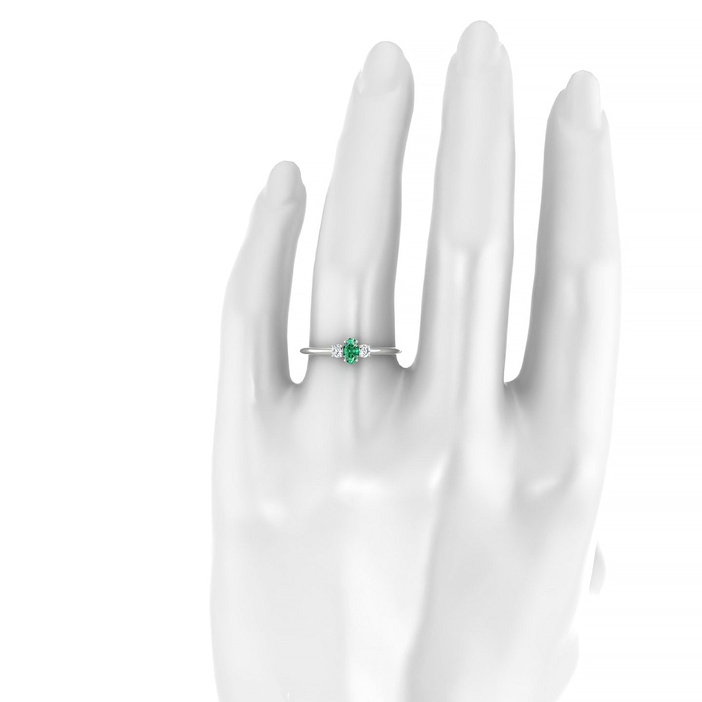 Trio | 18k White Gold 5 x 3 mm Oval Emerald Ring