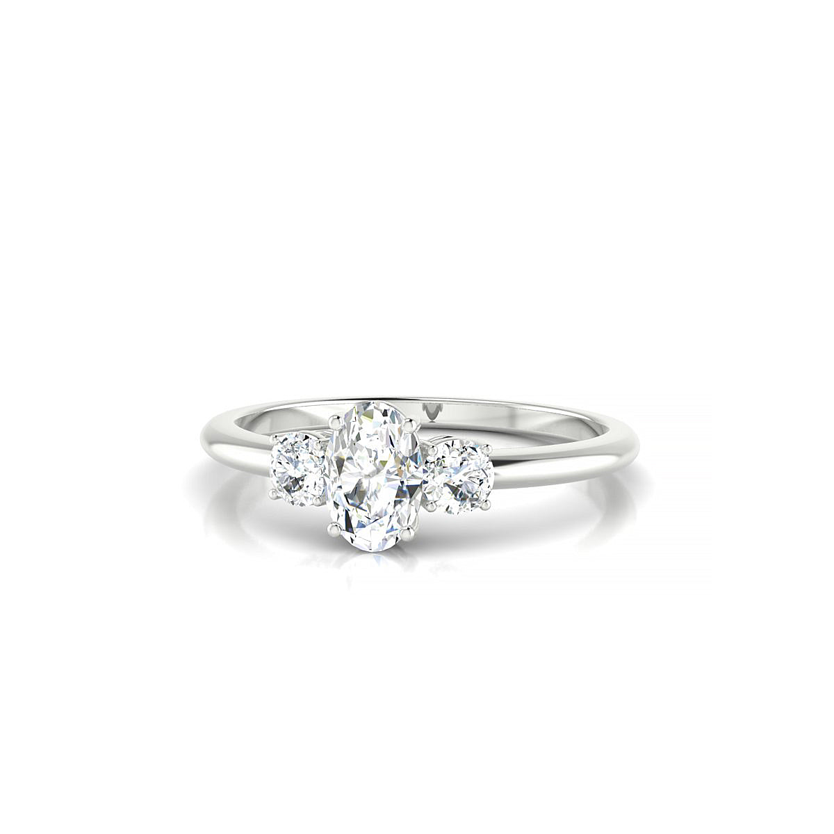 Trio | 18k White Gold 6 x 4 mm Oval Diamond Ring
