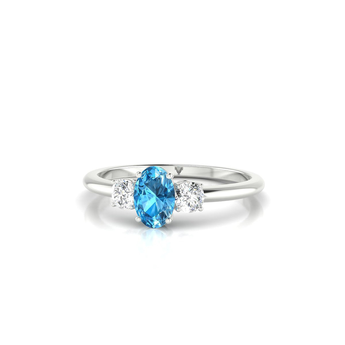 Trio | 18k White Gold 6 x 4 mm Oval Topaz Ring