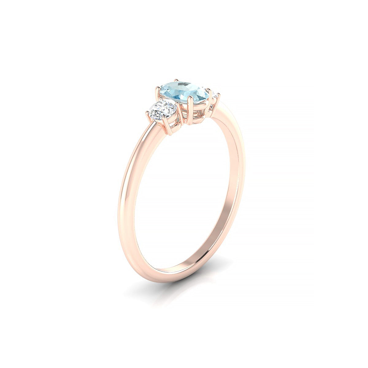 Trio | 18k Rose Gold 6 x 4 mm Oval Aquamarine Ring
