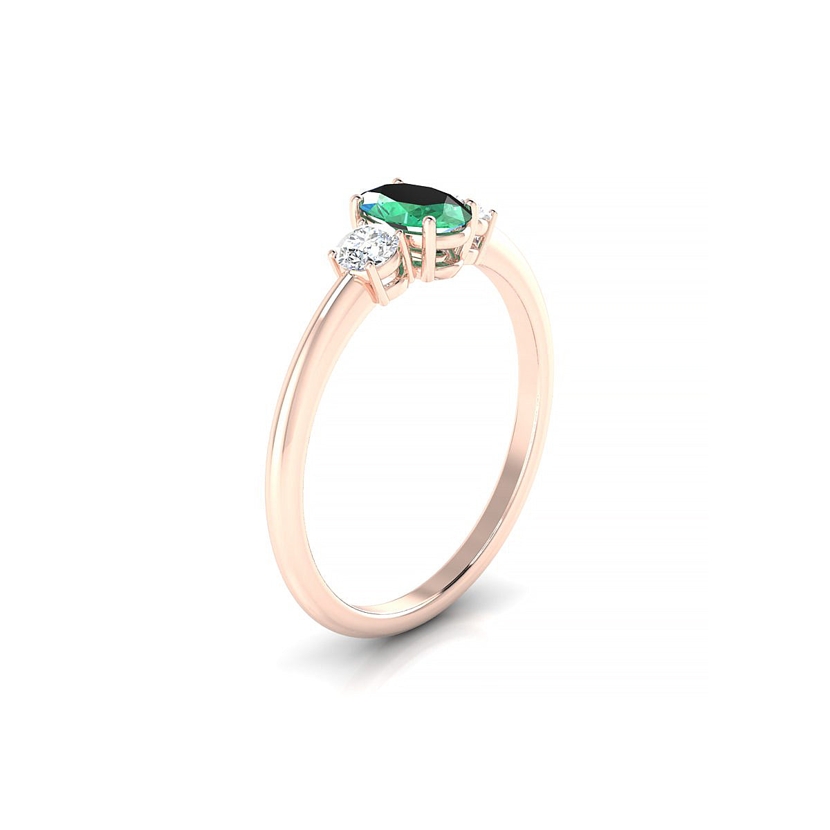 Trio | 18k Rose Gold 6 x 4 mm Oval Emerald Ring