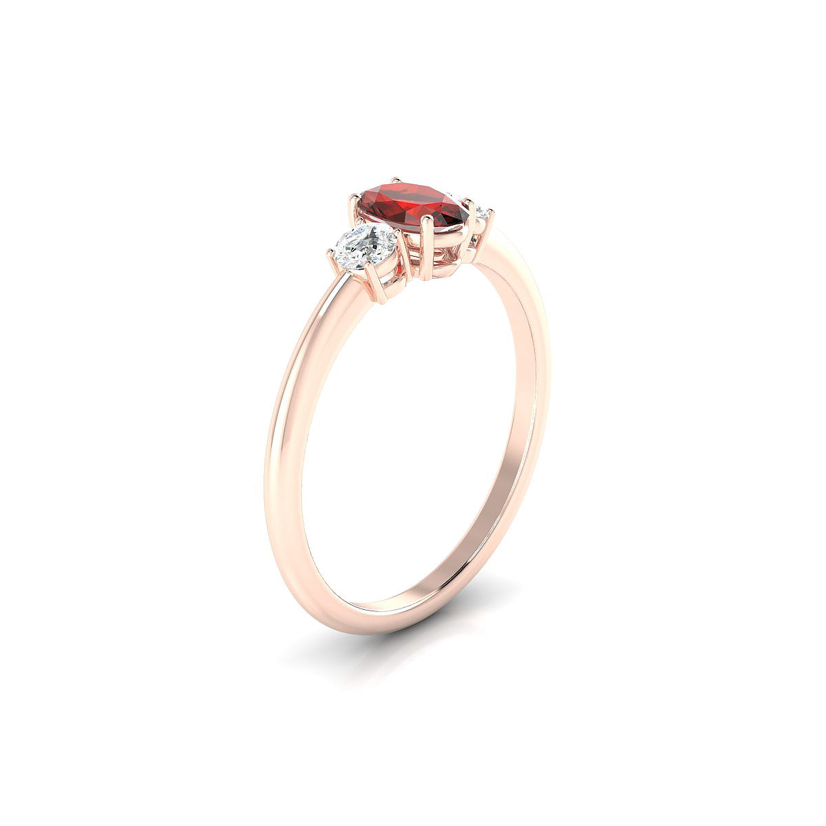 Trio | 18k Rose Gold 6 x 4 mm Oval Garnet Ring