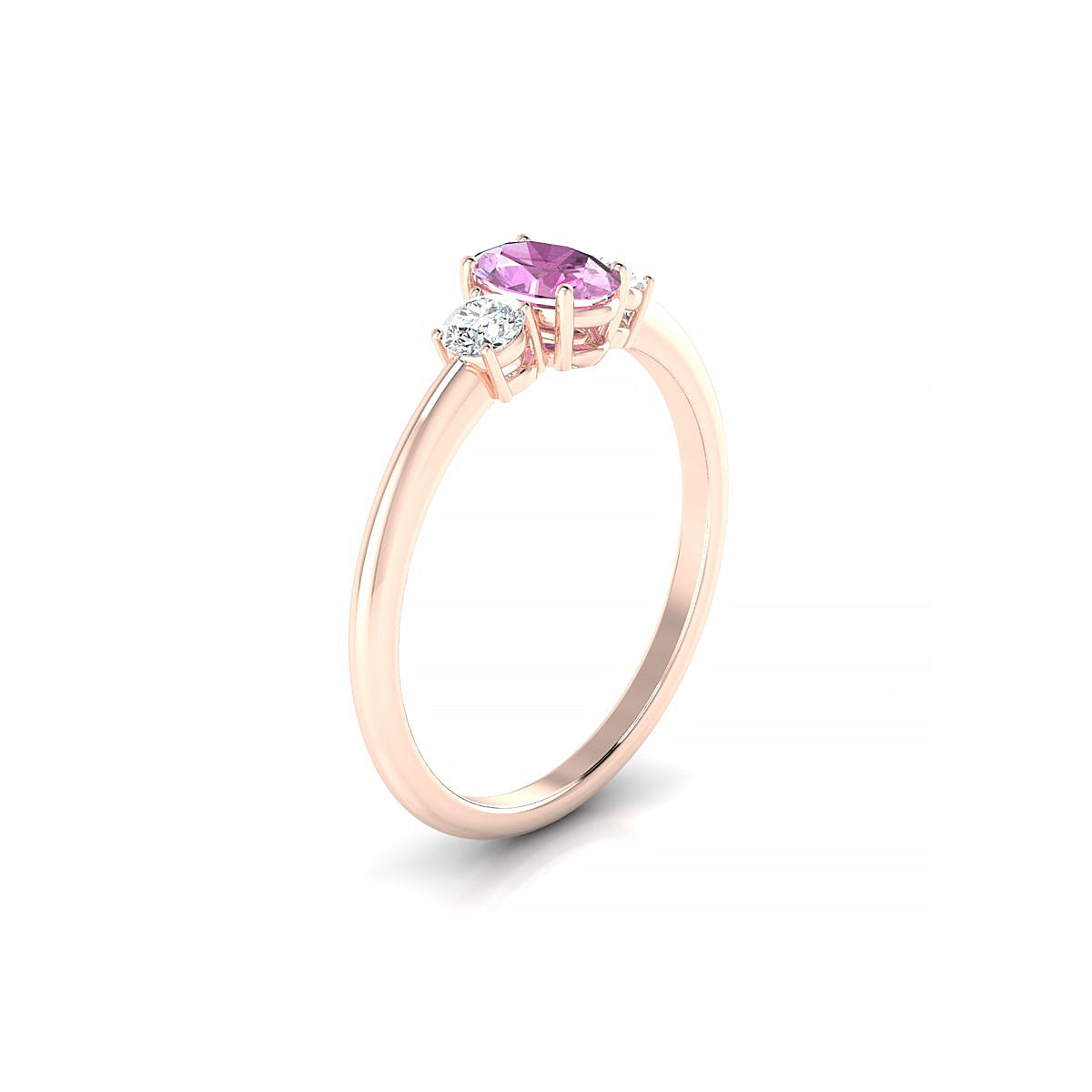Trio | 18k Rose Gold 6 x 4 mm Oval Pink Sapphire Ring