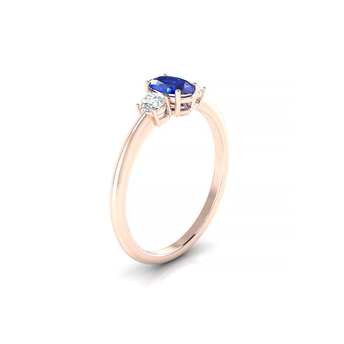 Trio | 18k Rose Gold 6 x 4 mm Oval Sapphire Ring