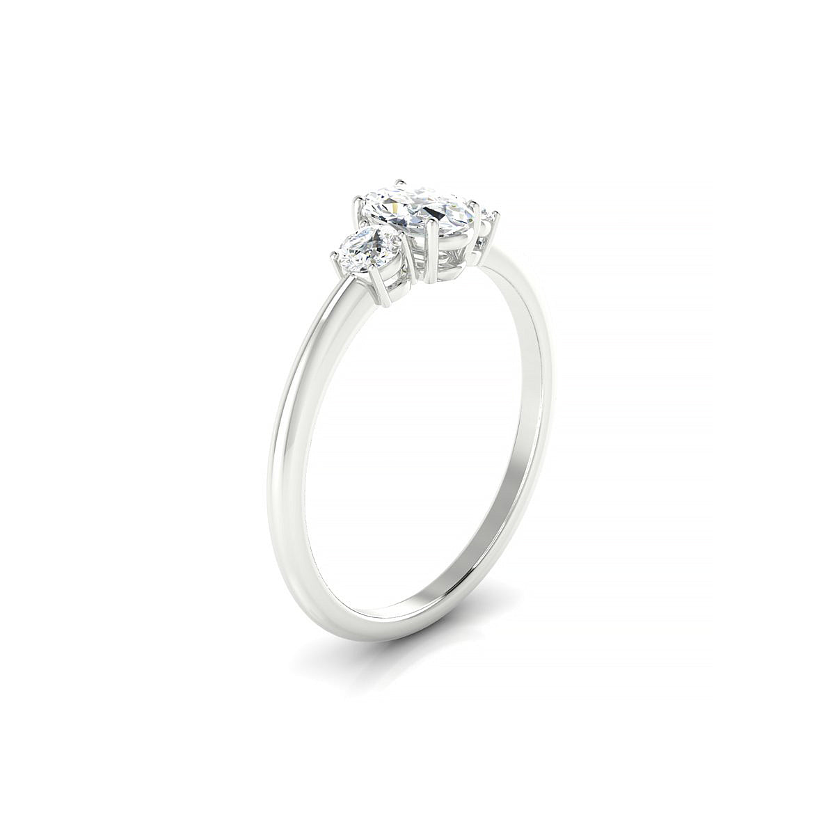 Trio | 18k White Gold 6 x 4 mm Oval Diamond Ring