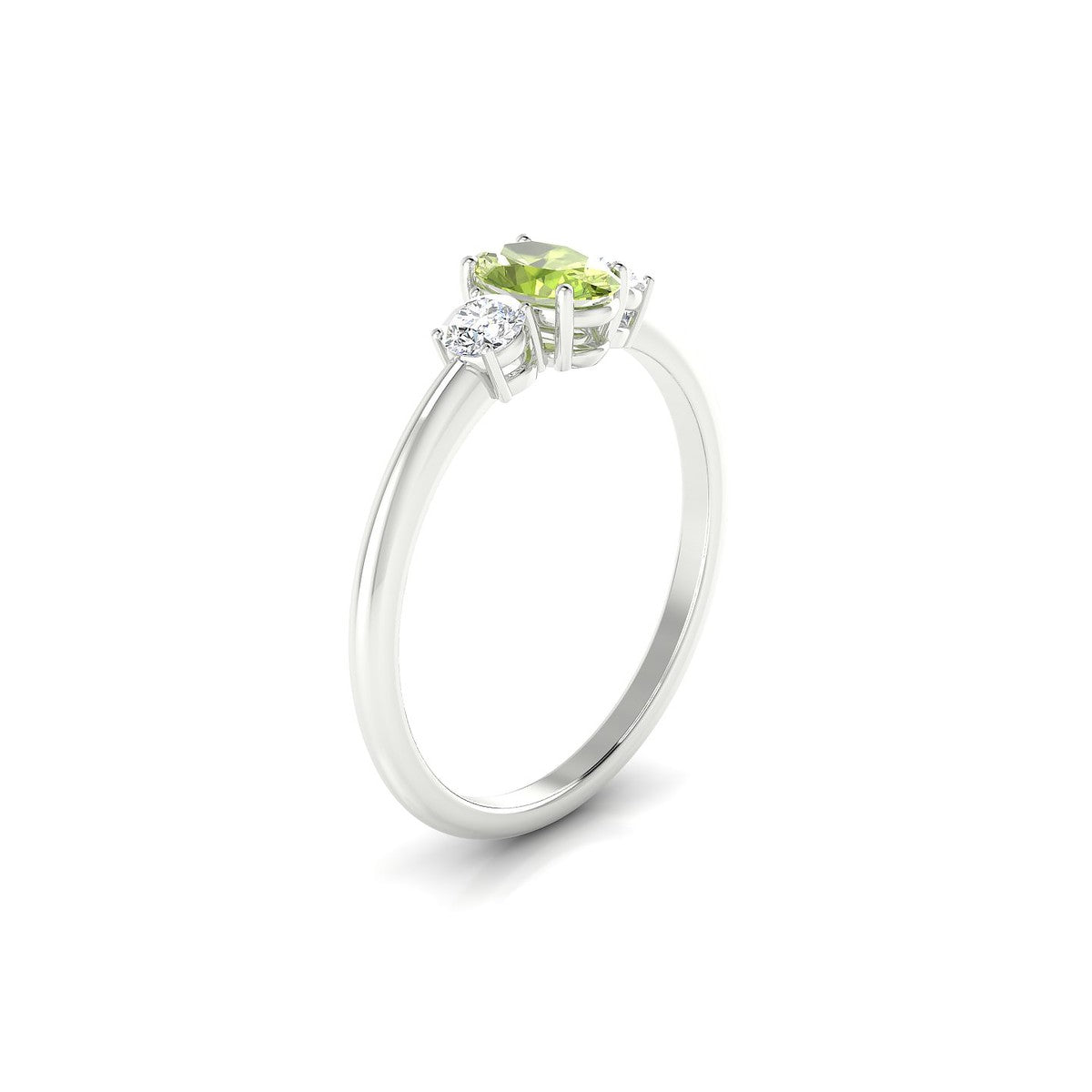 Trio | 18k White Gold 6 x 4 mm Oval Peridot Ring