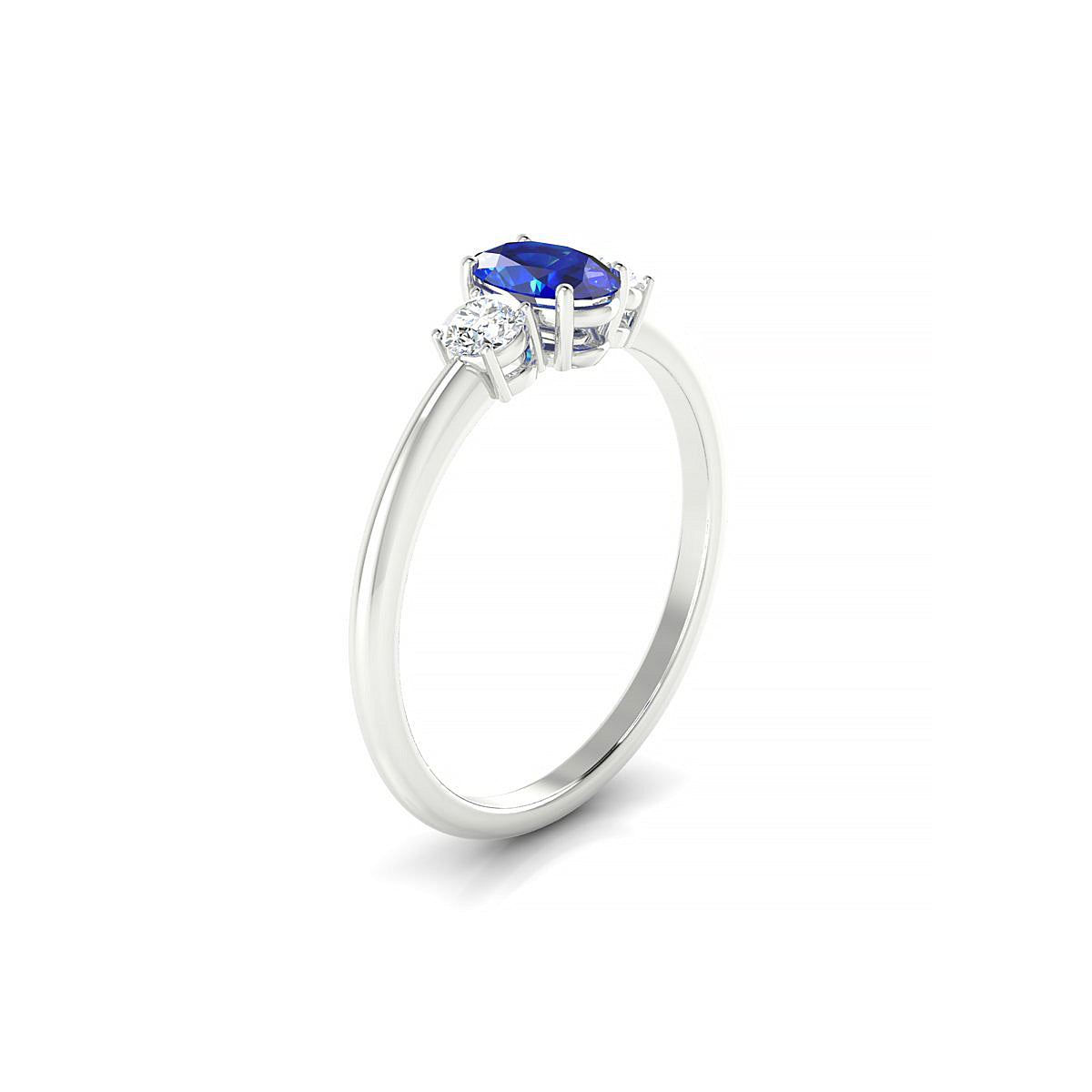 Trio | 18k White Gold 6 x 4 mm Oval Sapphire Ring
