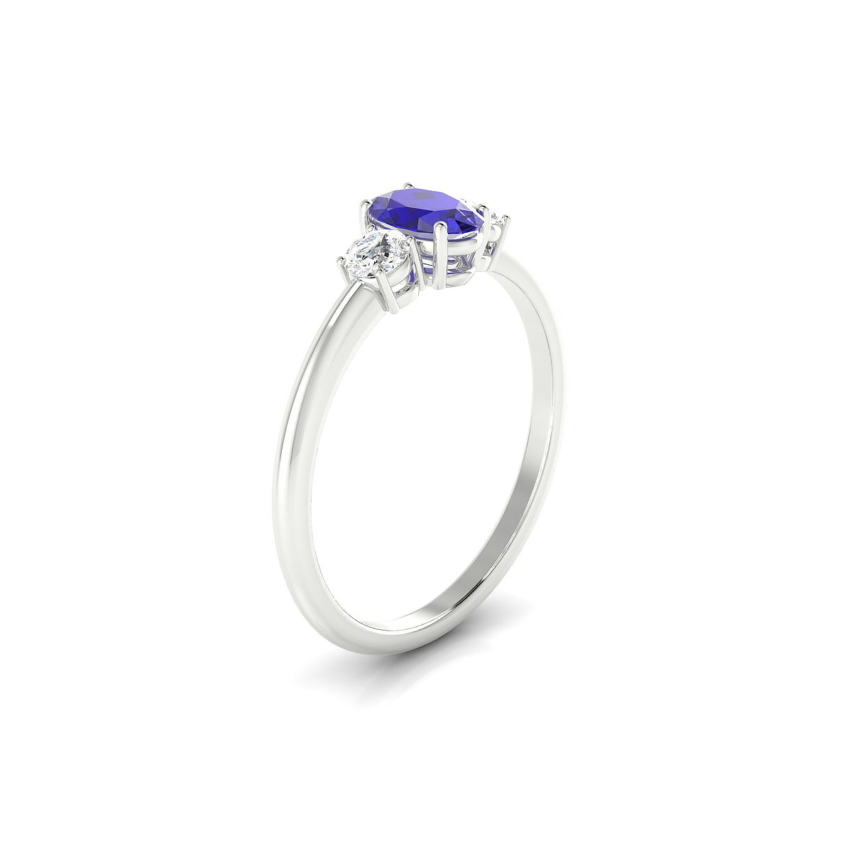 Trio | 18k White Gold 6 x 4 mm Oval Tanzanite Ring
