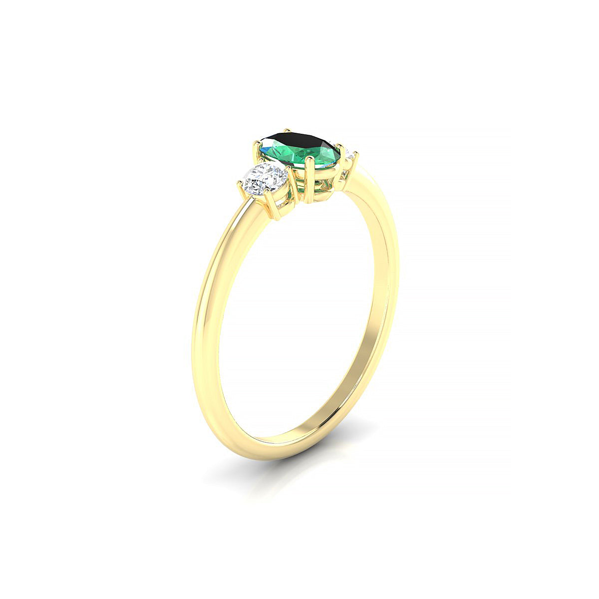 Trio | 18k Yellow Gold 6 x 4 mm Oval Emerald Ring