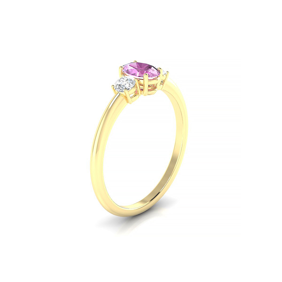 Trio | 18k Yellow Gold 6 x 4 mm Oval Pink Sapphire Ring