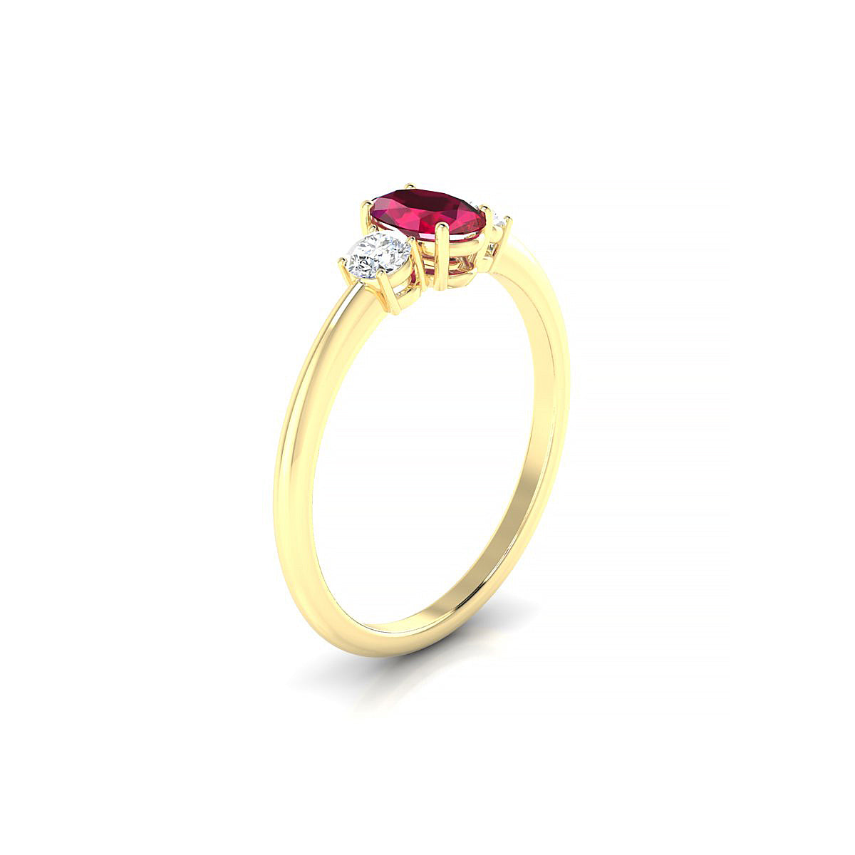 Trio | 18k Yellow Gold 6 x 4 mm Oval Ruby Ring