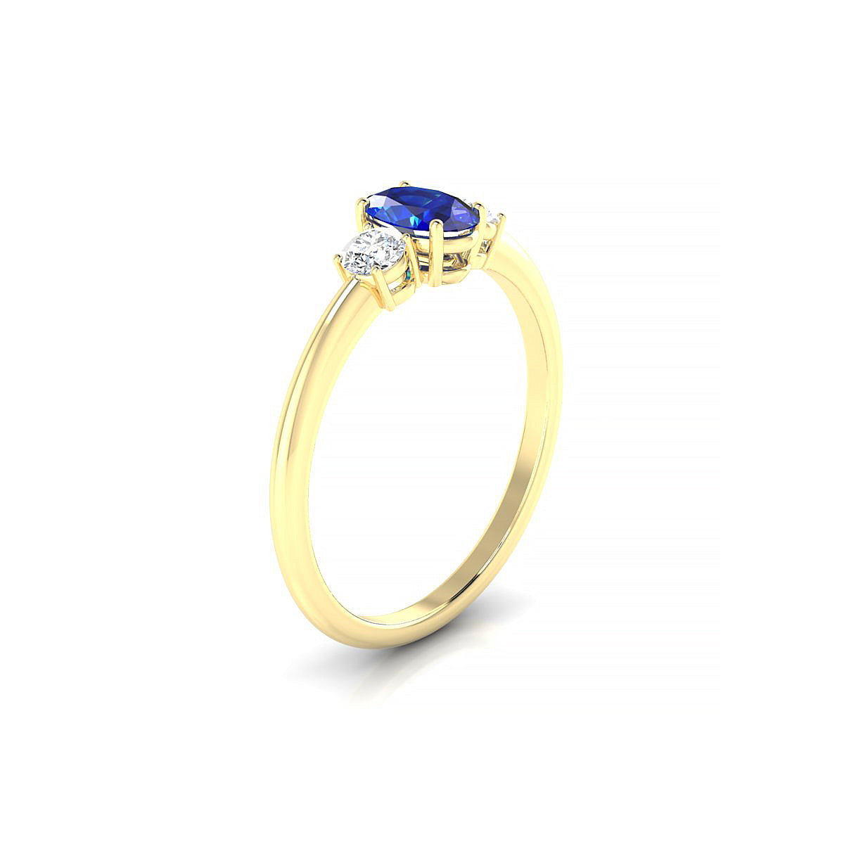 Trio | 18k Yellow Gold 6 x 4 mm Oval Sapphire Ring