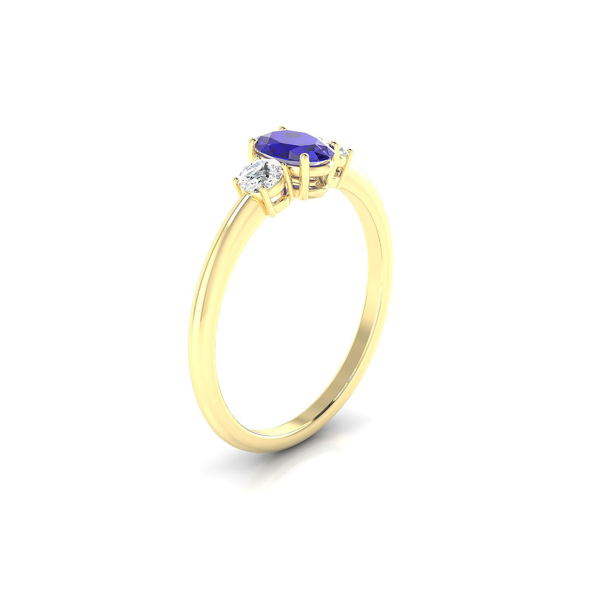 Trio | 18k Yellow Gold 6 x 4 mm Oval Tanzanite Ring