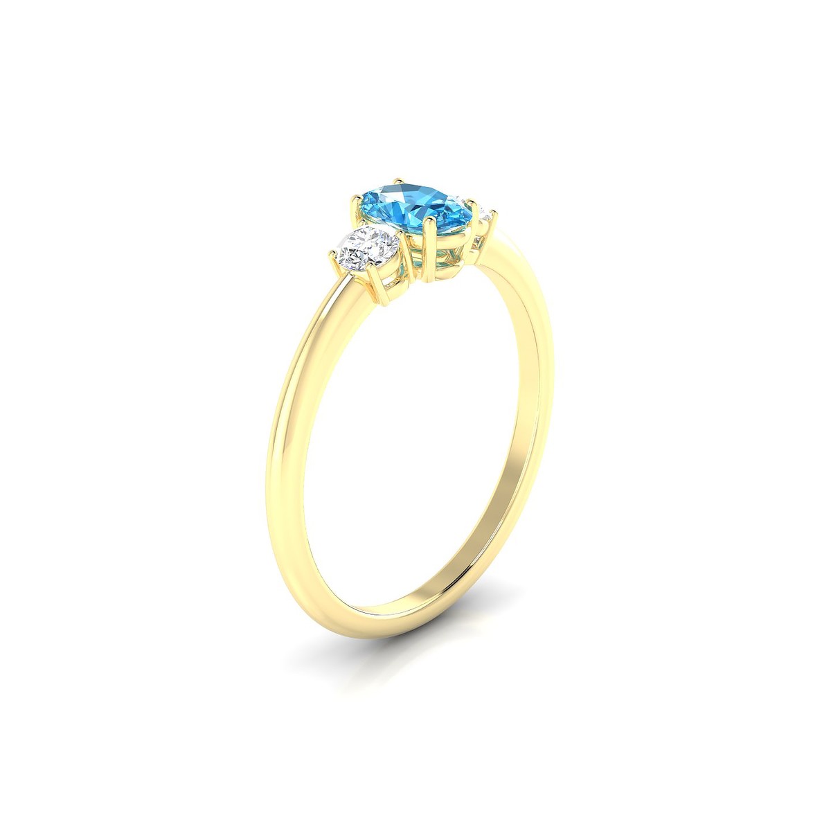 Trio | 18k Yellow Gold 6 x 4 mm Oval Topaz Ring