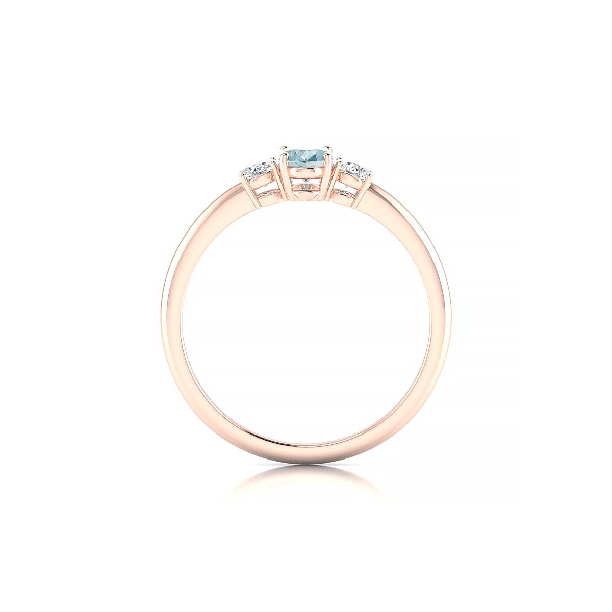 Trio | 18k Rose Gold 6 x 4 mm Oval Aquamarine Ring