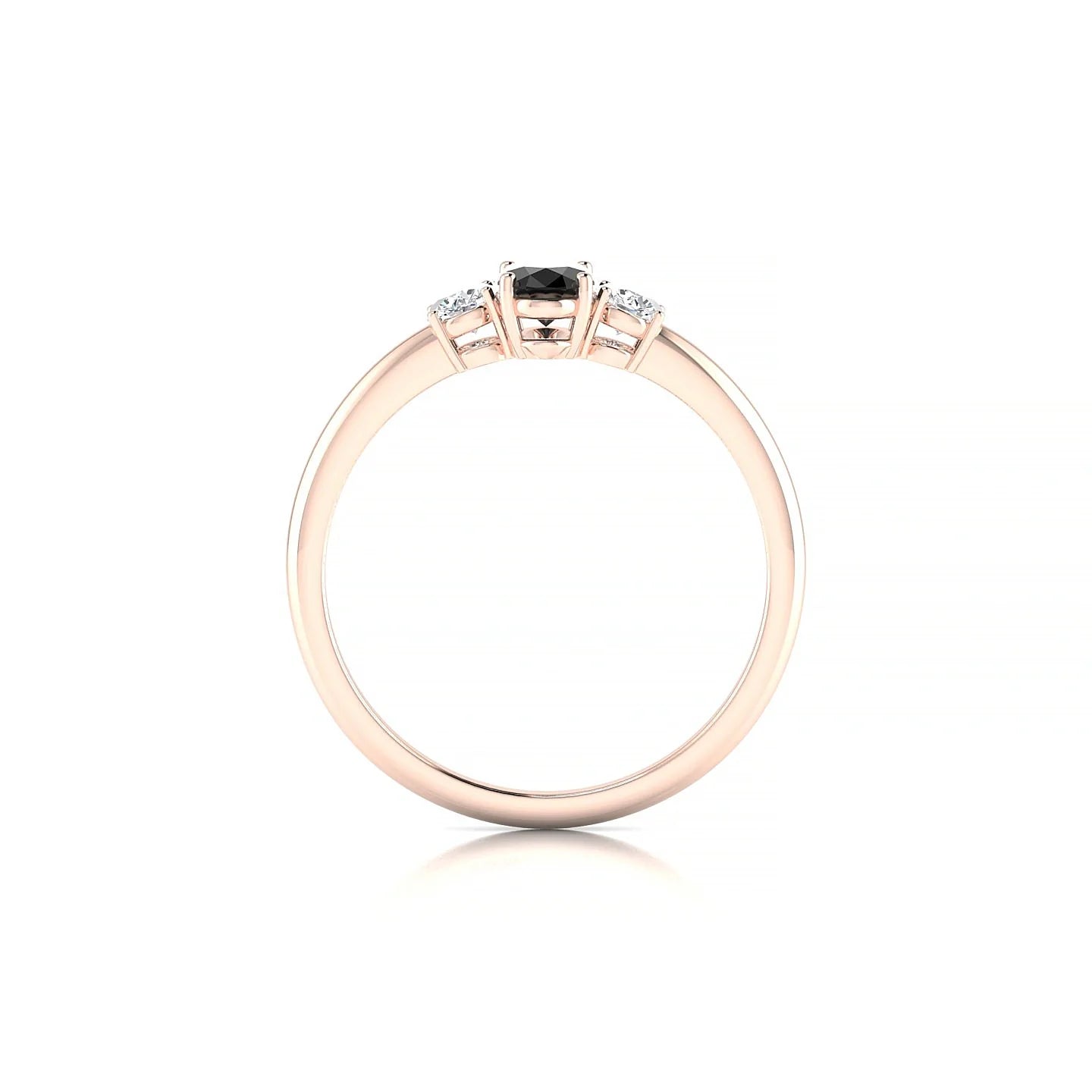 Trio | 18k Rose Gold 6 x 4 mm Oval Black Diamond Ring