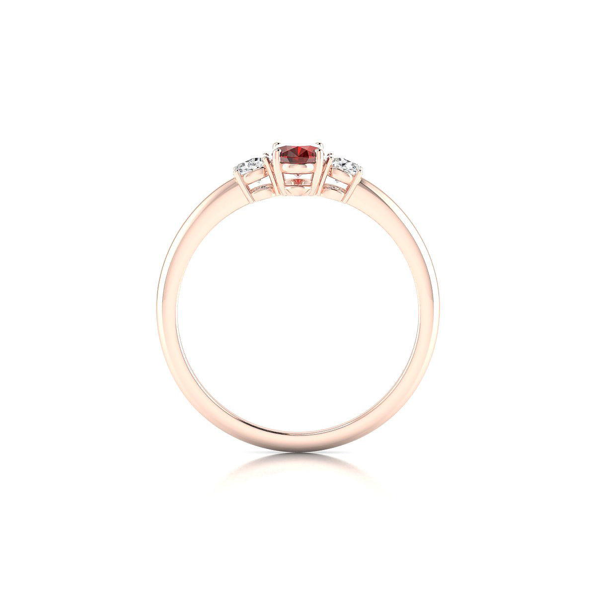 Trio | 18k Rose Gold 6 x 4 mm Oval Garnet Ring