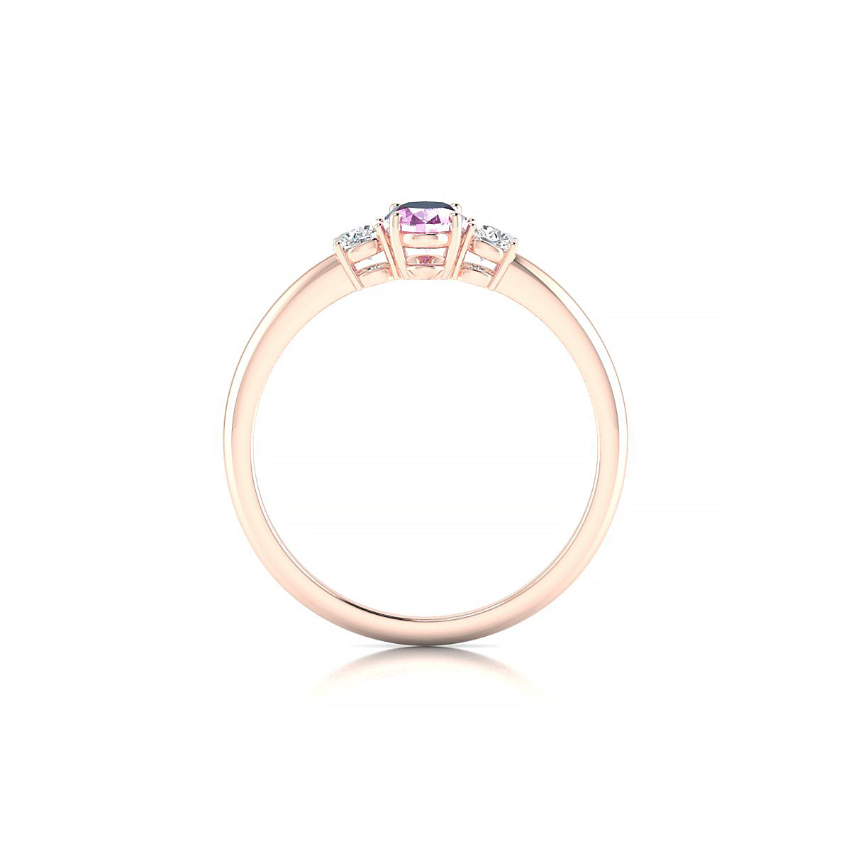 Trio | 18k Rose Gold 6 x 4 mm Oval Pink Sapphire Ring