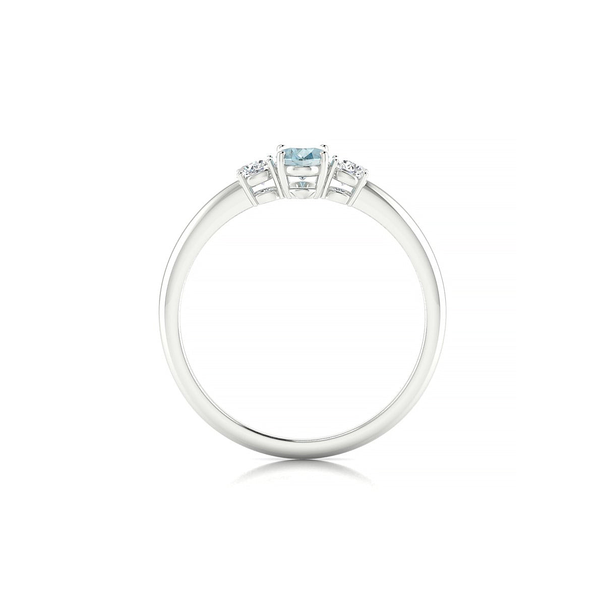 Trio | 18k White Gold 6 x 4 mm Oval Aquamarine Ring