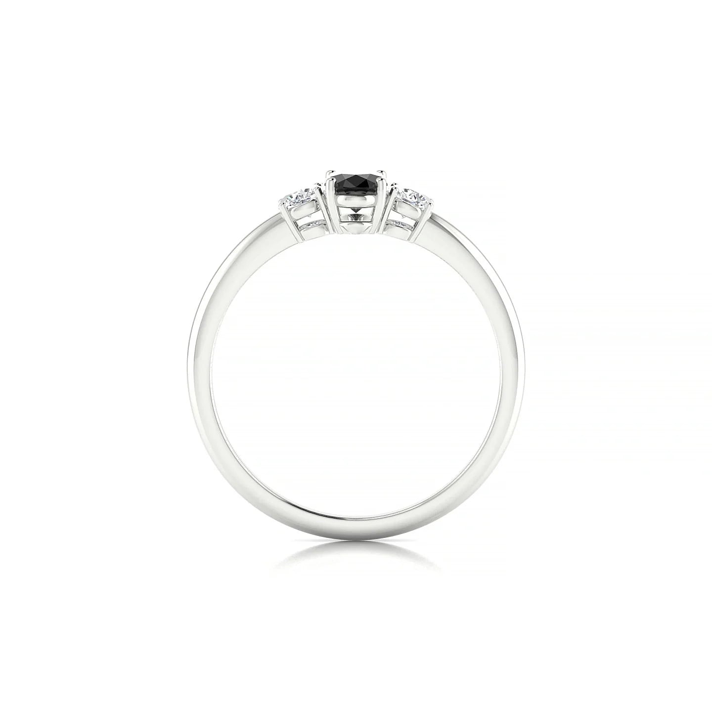 Trio | 18k White Gold 6 x 4 mm Oval Black Diamond Ring
