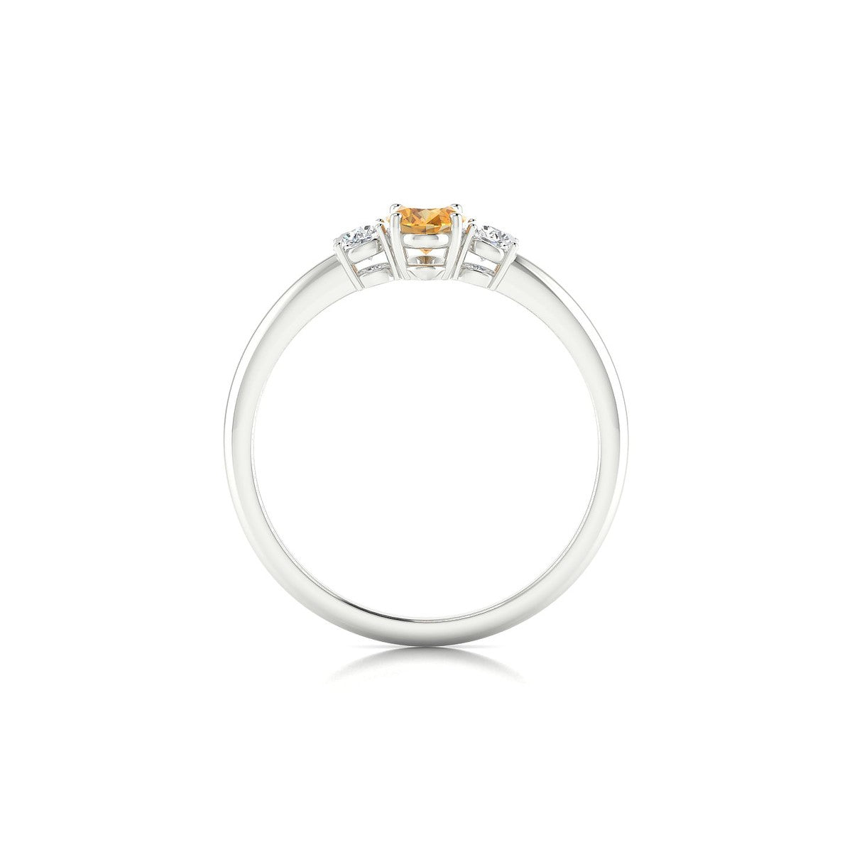 Trio | 18k White Gold 6 x 4 mm Oval Citrine Ring