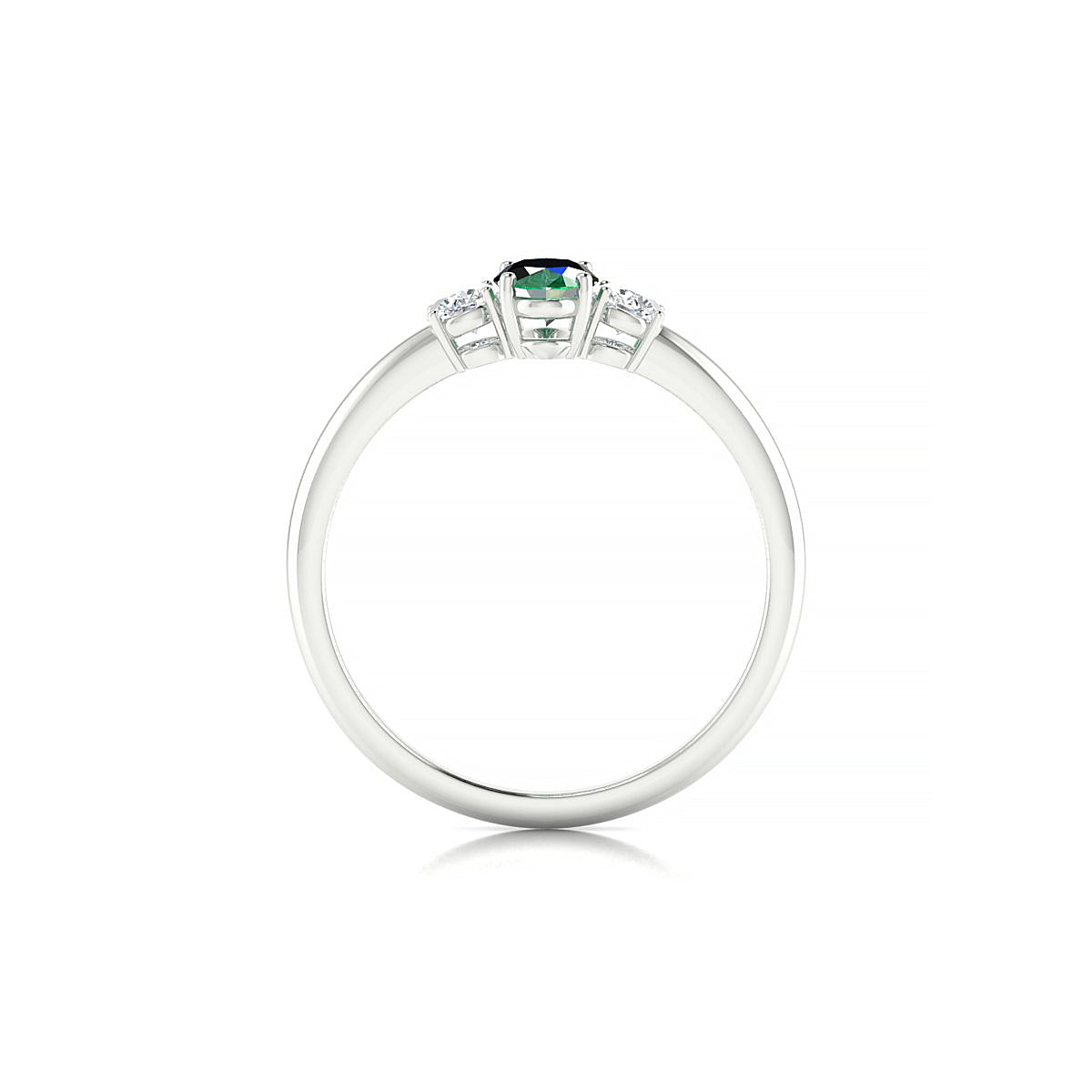 Trio | 18k White Gold 6 x 4 mm Oval Emerald Ring