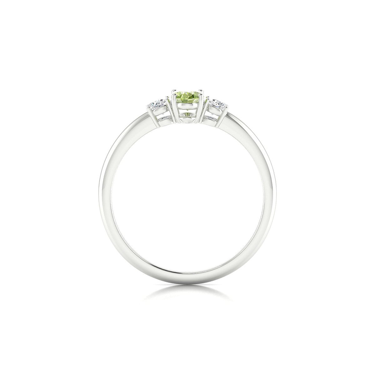 Trio | 18k White Gold 6 x 4 mm Oval Peridot Ring