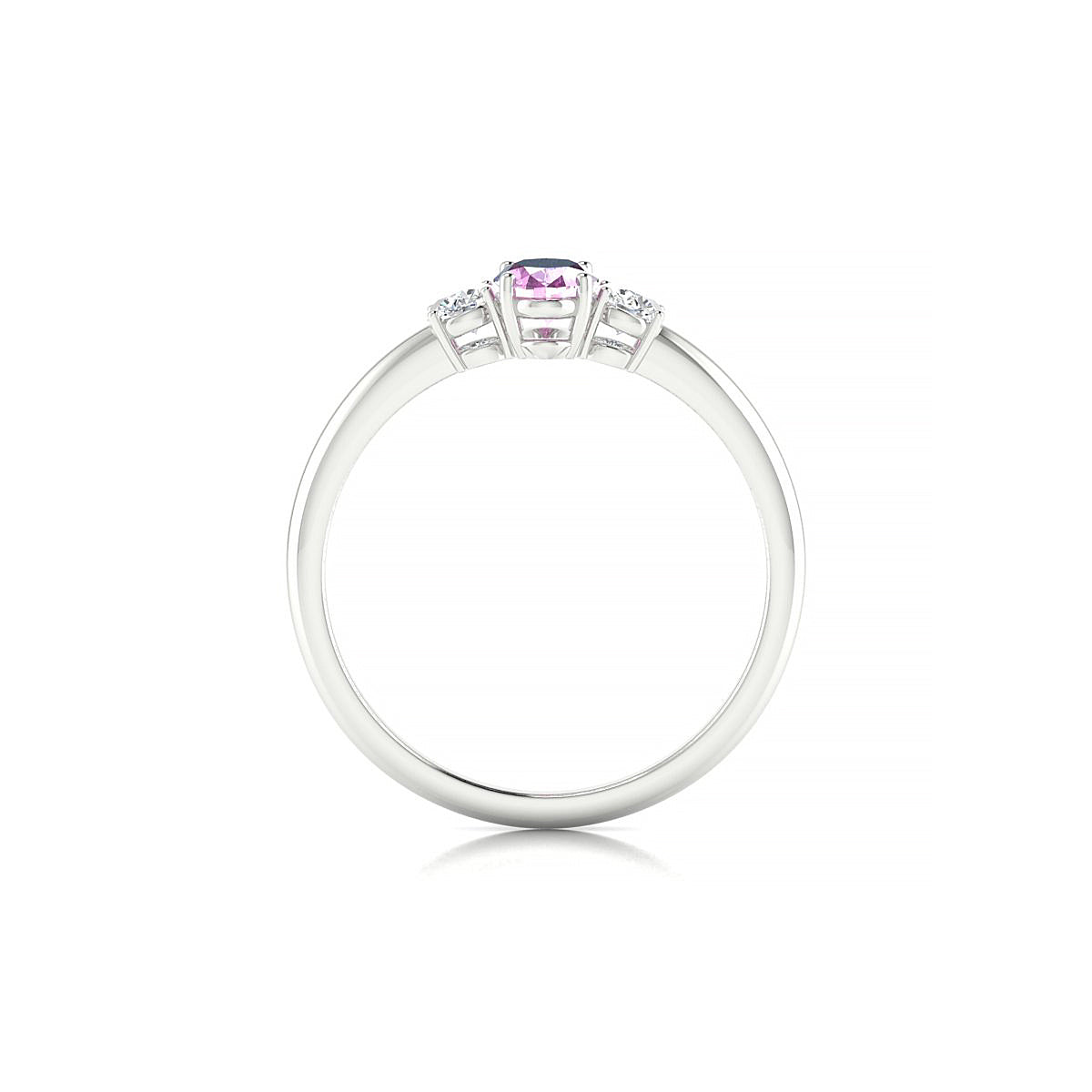 Trio | 18k White Gold 6 x 4 mm Oval Pink Sapphire Ring