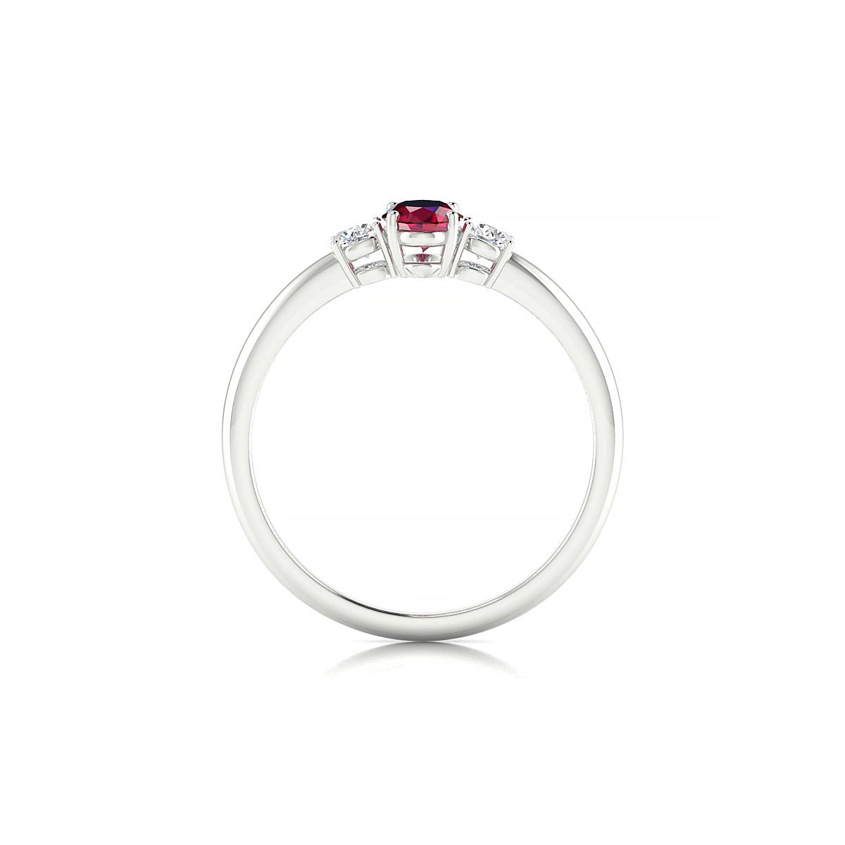 Trio | 18k White Gold 6 x 4 mm Oval Ruby Ring