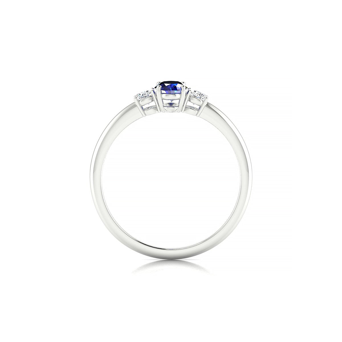 Trio | 18k White Gold 6 x 4 mm Oval Sapphire Ring