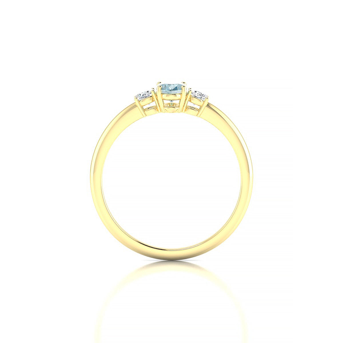 Trio | 18k Yellow Gold 6 x 4 mm Oval Aquamarine Ring